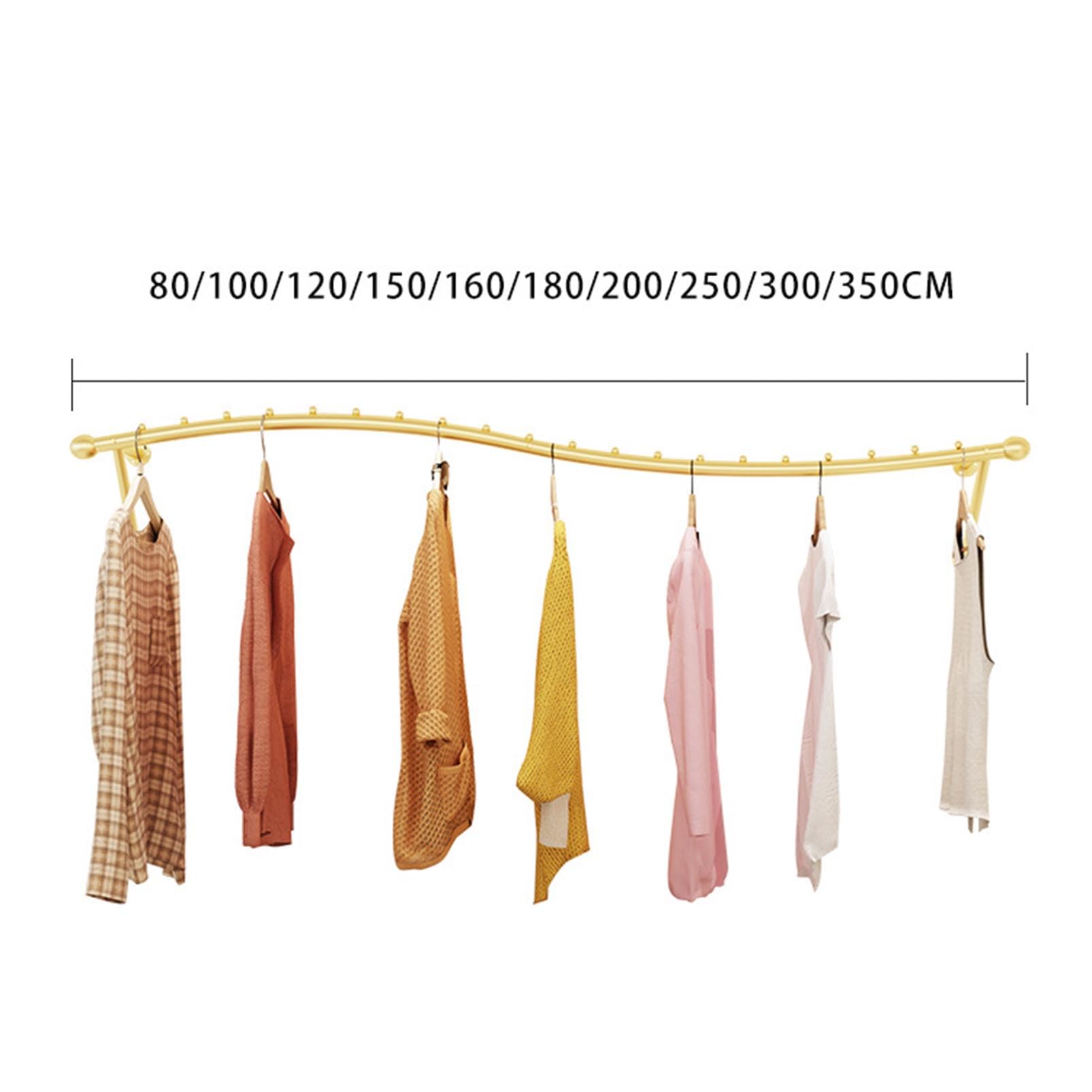 Robuster, Wandmontierter Kleiderständer Aus Goldfarbenen Rohren Mit Vielseitigen Metallstangen, Ideal Für Kleiderschränke, Garderoben Und Aufbewahrung In Waschküche Und Kleiderschrank. Silberfarben,