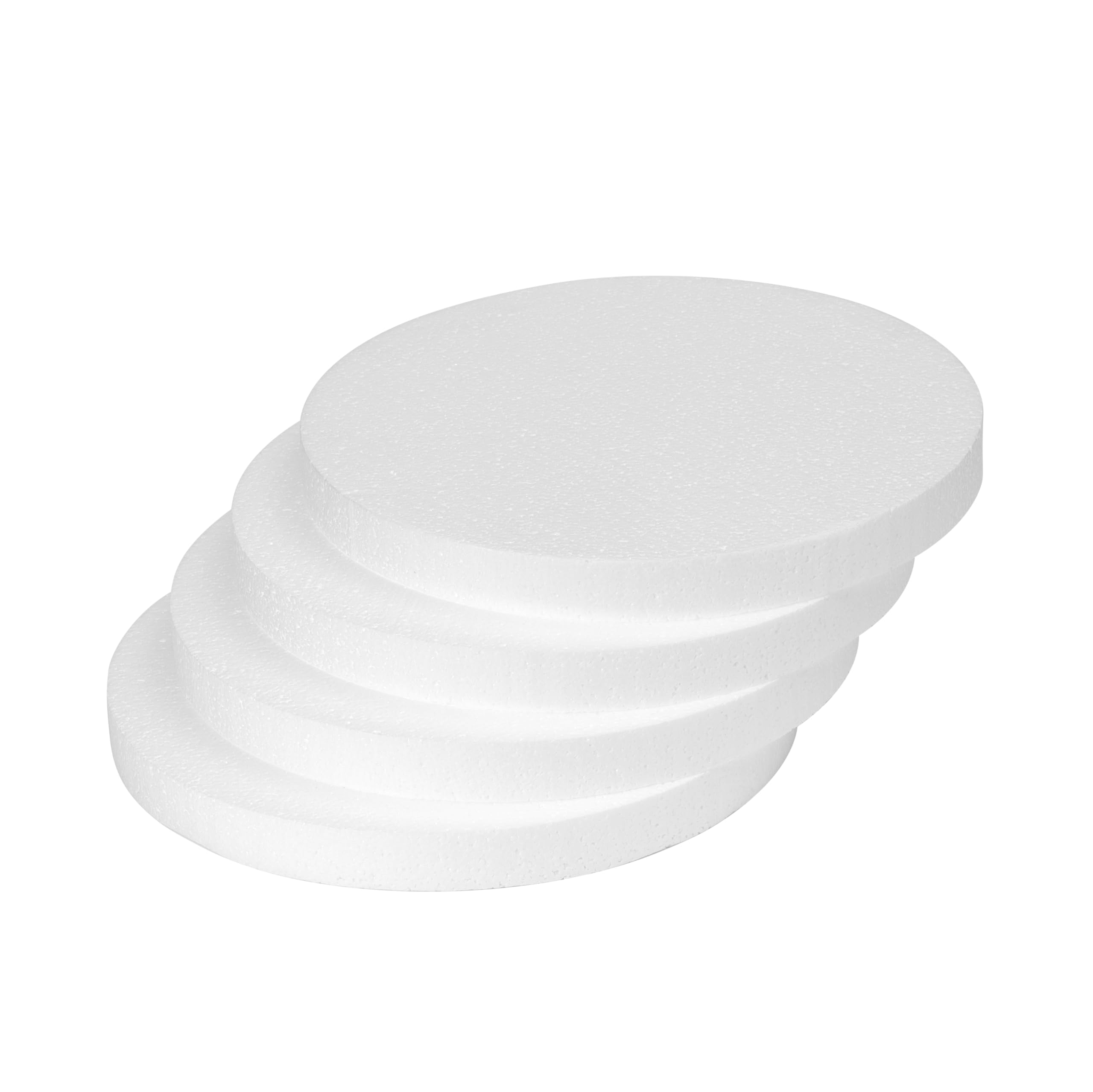 Crafare Círculos de espuma de 25,4 x 25,4 cm para manualidades, paquete de 4 unidades de poliestireno redondo de 1 pulgada de grosor, color blanco para bodas, vacaciones, Navidad, manualidades y