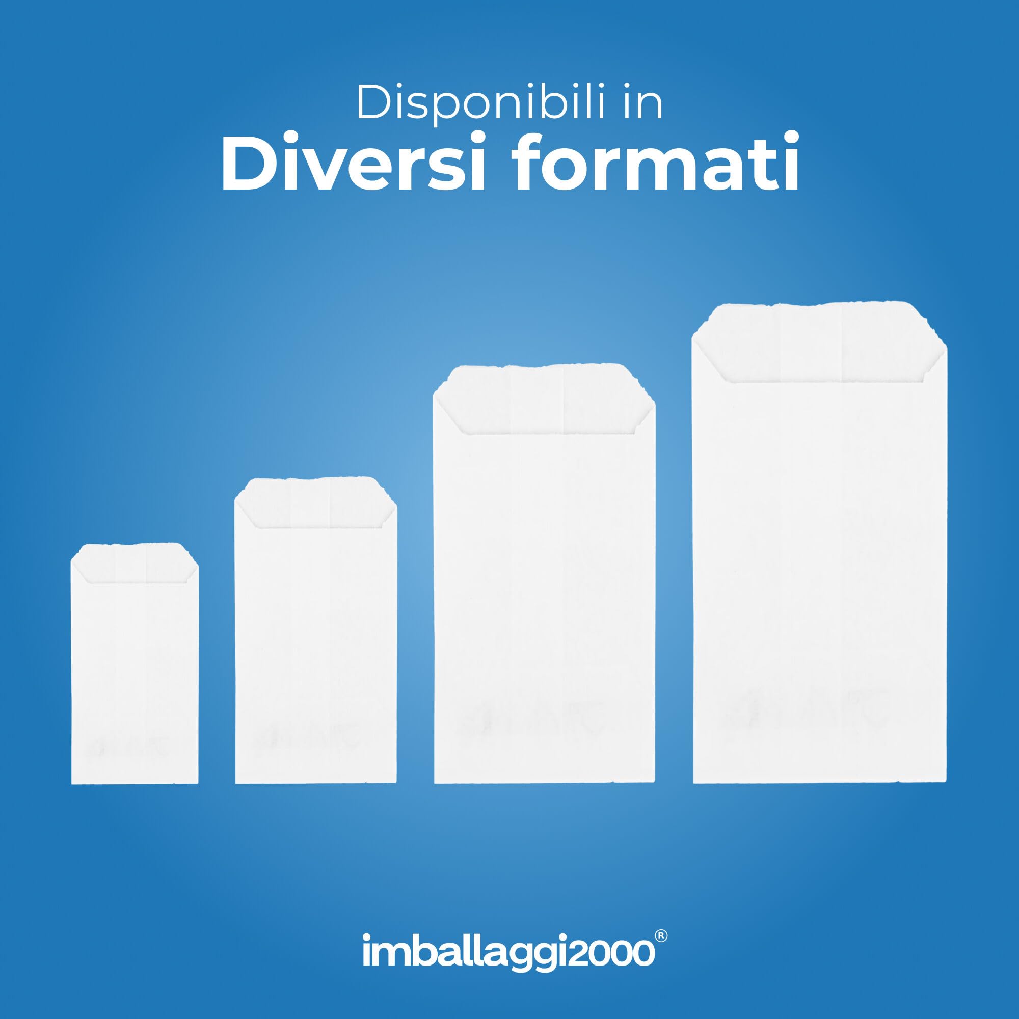 IMBALLAGGI 2000 - Sacchetti Carta per Alimenti Bianchi, 100 Pezzi da 25x50 cm di Altezza, Buste di Carta per Pane, Dolci, Pranzo, Panino Richiudibili e Certificati MOCA Adatti al Contatto Alimentare