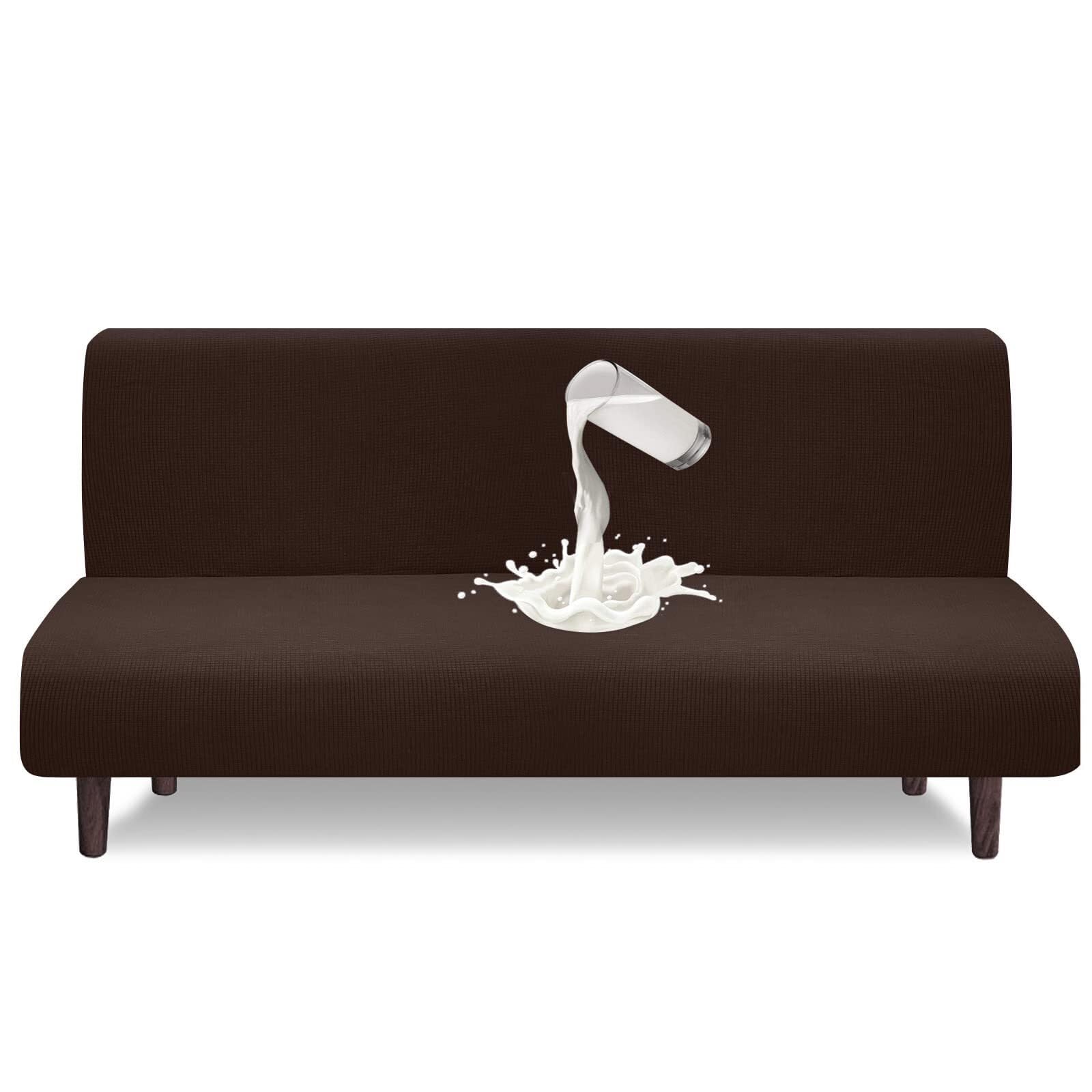 BUAOGDVG High Elastic Futon Waterproof Cover for Non-slip Armrestless Folding Sofa Bed(Cioccolato)