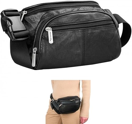 Miniatura 6 de Travelon Riñonera de cuero con bloqueo RFID - Negro