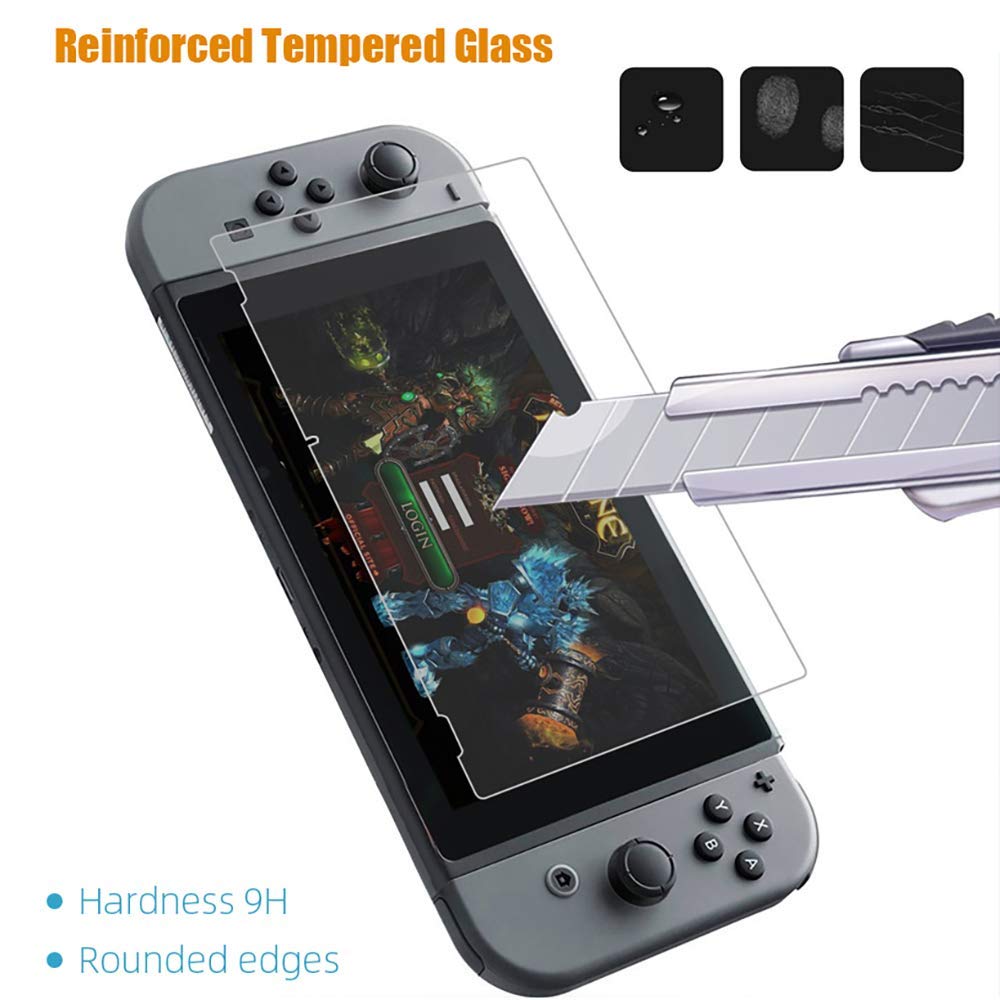 [2 Pack] Tempered Glass Screen Protector for Nintendo Switch - Transparent HD Clear Anti-Scratch Screen Protector for Nintendo Switch 1
