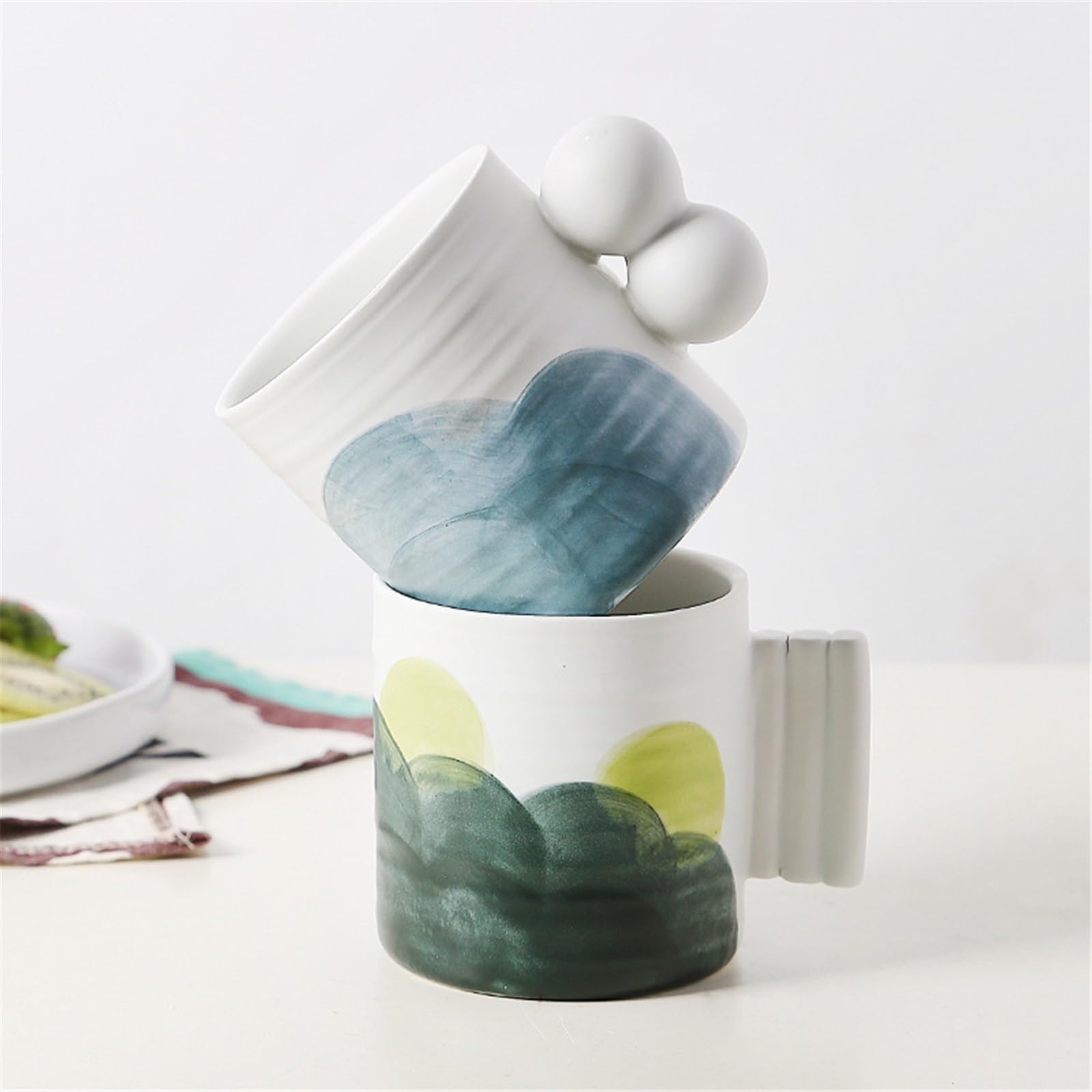 Taza Taza de avena for desayuno, cerámica esmaltada colores con asa, sencilla, 320 ml Oficina
