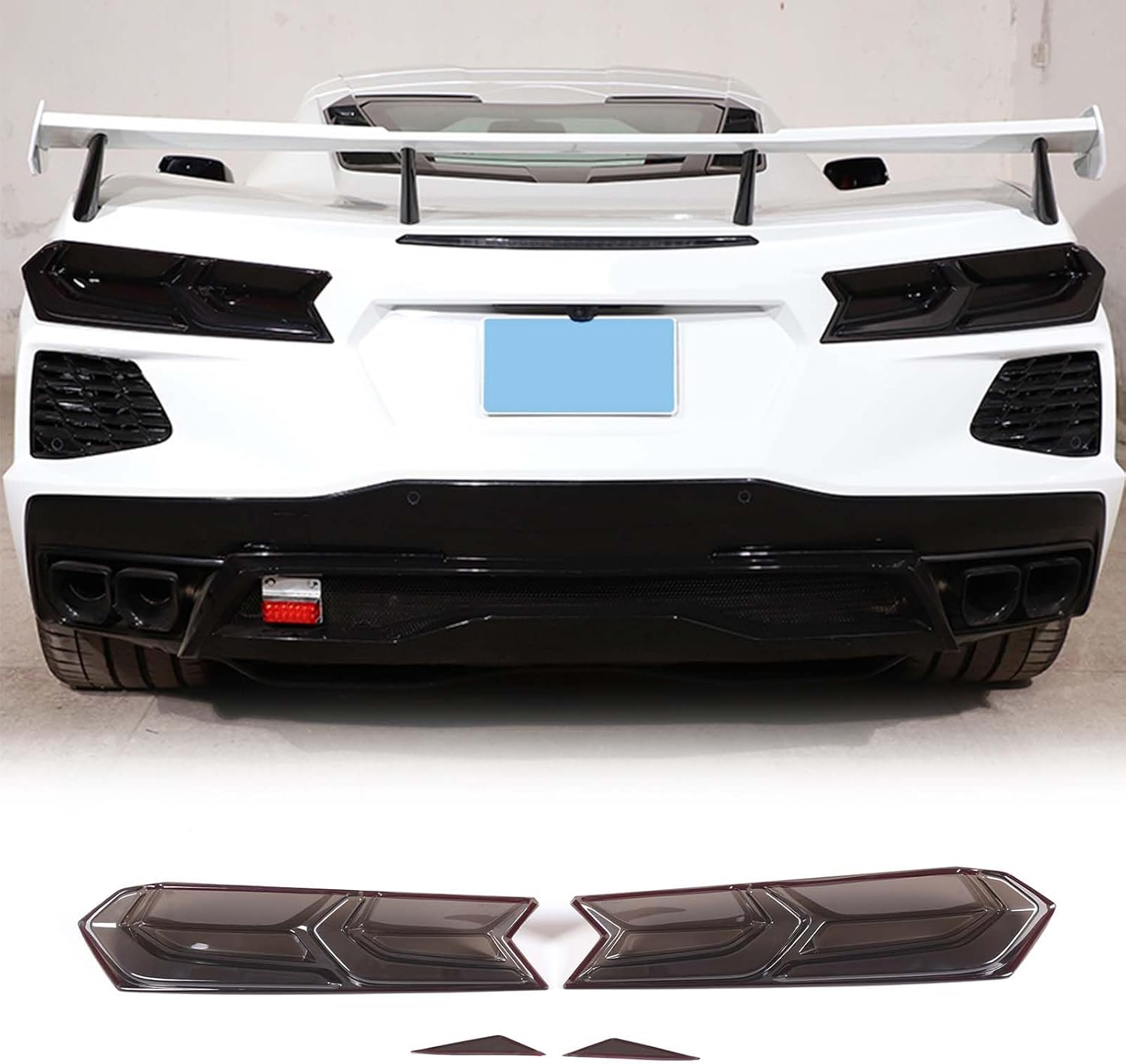 TOYCIDFG Tail Light Tinted Cover Trim Compatible with Chevrolet Corvette C8 Z06 2020 2021 2022 2023 2024 2025, Rear Lamp Smoked Cover Car Exterior Decoration Accessories