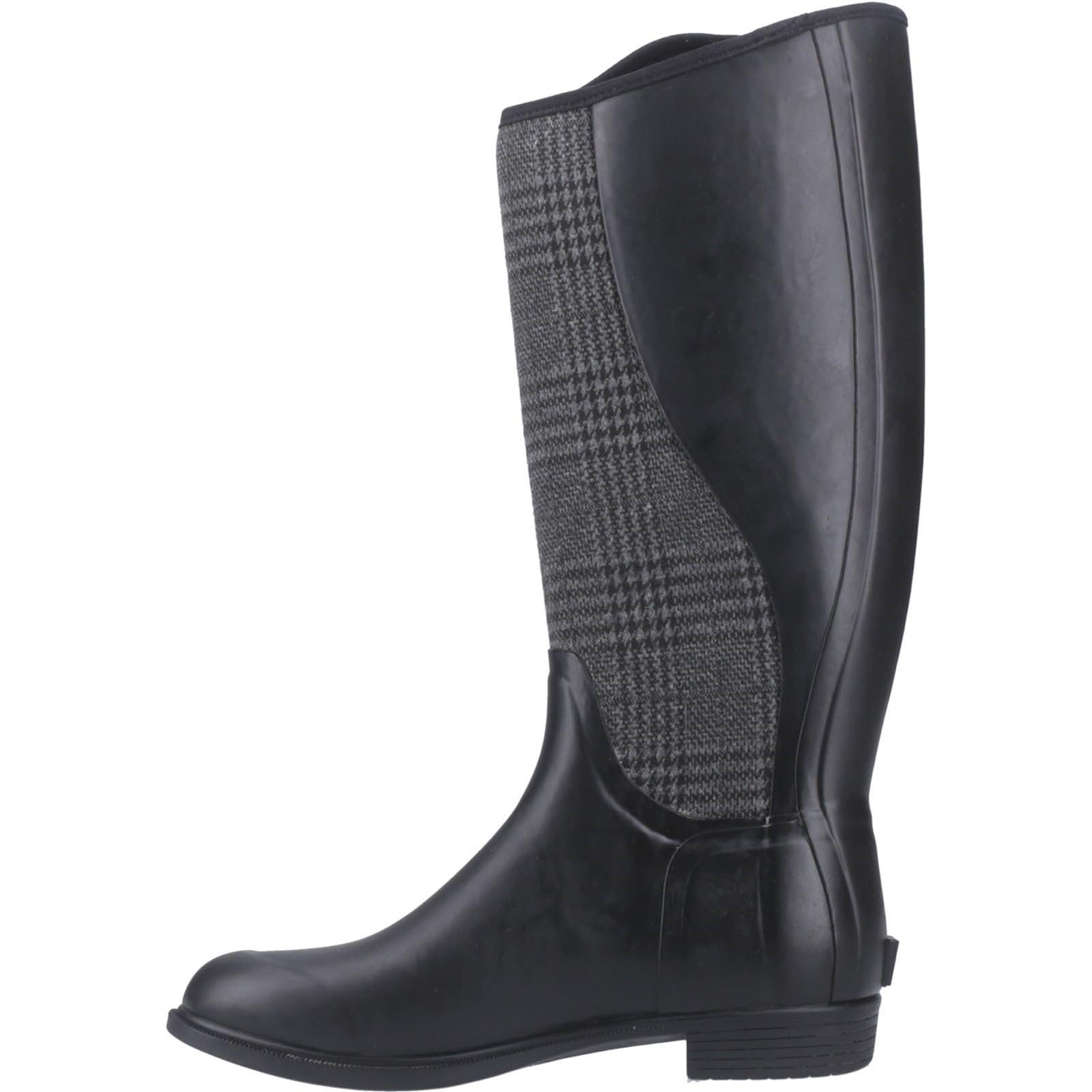 Muck Boots Derby wysokie gumowe damskie czarne/w kratę zimowe kozaki do kolan
