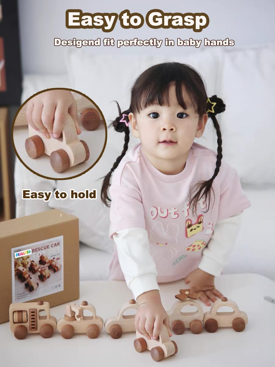 8PCS Wooden Toy Cars Set - Montessori Baby Toys for 1-3 Years, Wooden Cars for Toddlers, 1 Year Old Boy Gifts, Eco-Friendly Birthday Gifts for 1 Year Old Boy Girl - Image 4