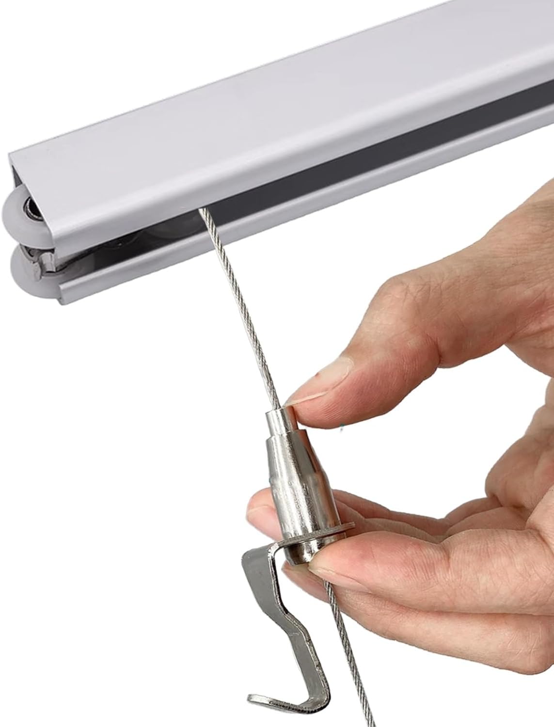 Ceiling Mount Picture Rail Hanging System - Heavy Duty 2m/6.6ft Track with Hooks & Wire for Art, Photos, Canvases, Gallery Display, Church Artwork - Complete Hanging Kit