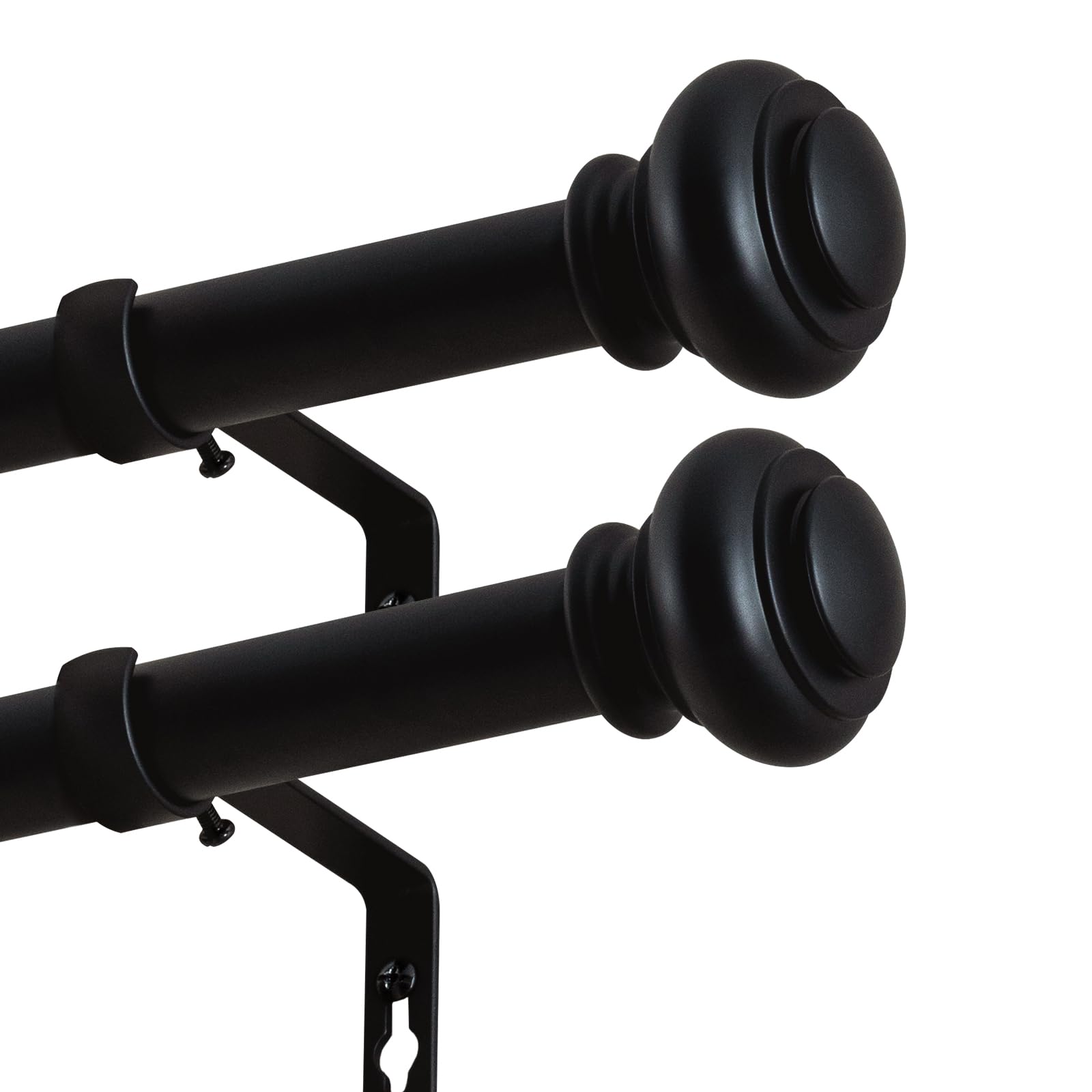 BellaHills Curtain Poles for Windows 25mm Single Curtain Rod with Classic Finials 76 to 349 cm