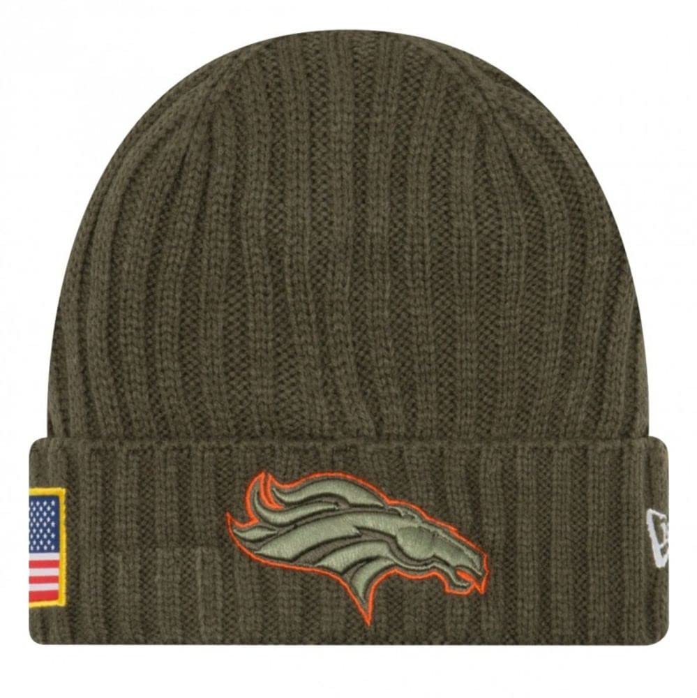 New Era Salute to Service Knit Beanie - Denver Broncos Olive