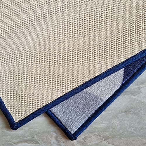 Image of Matz&More Pattern Circular Floor Mat | 40x60 CM | Blue Grey | Nylon Tufted Gel Baking Anti-Slip | Doormat for Home Entrance, Kitchen & Bedroom