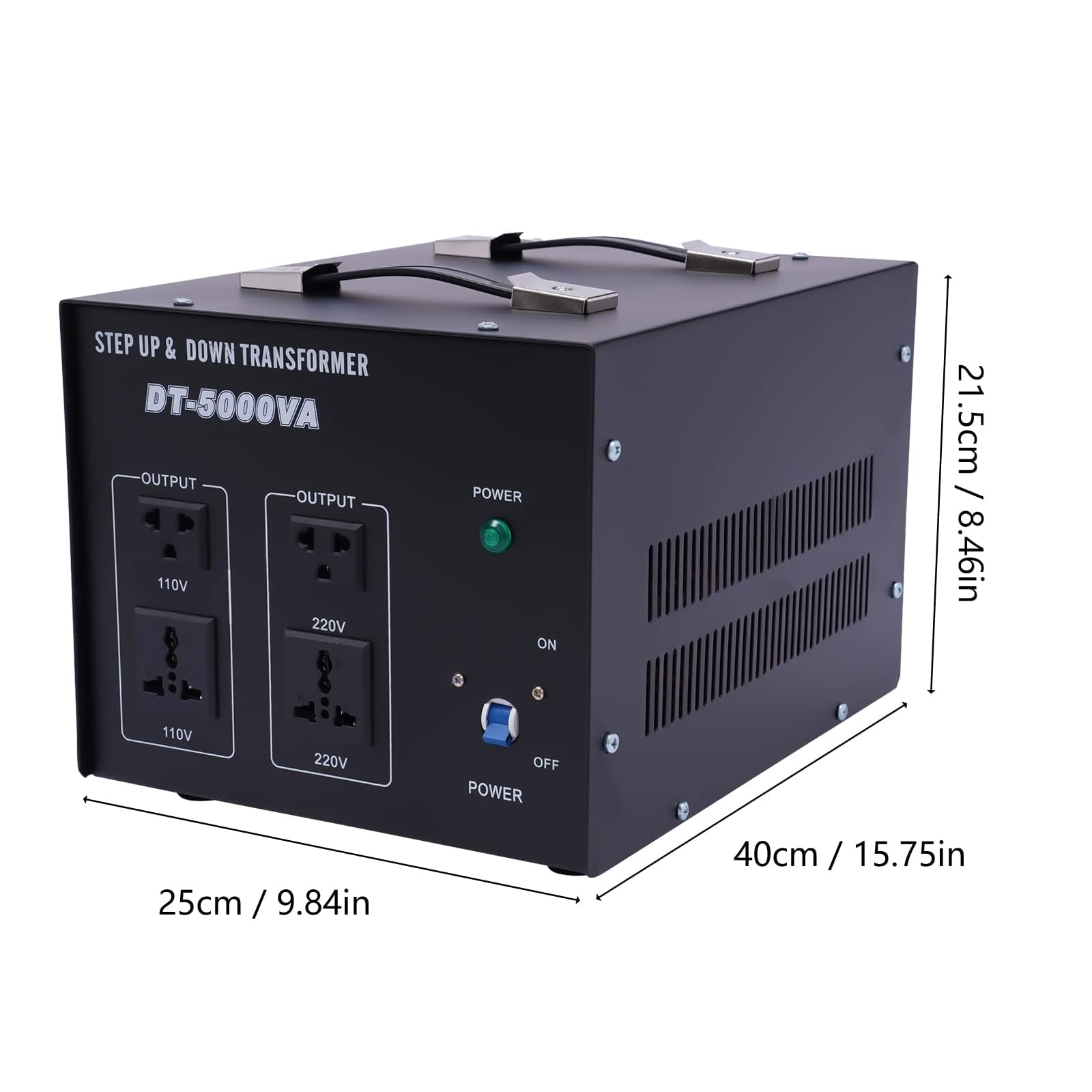 Trasformatore di tensione da 5000 W, 110 V, 220 V, con 4 prese, trasformatore da viaggio per tutti i dispositivi, elettrodomestici
