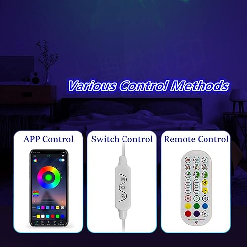 Miniatura 8 de Luz LED de sincronización de fuegos artificiales con control remoto de aplicación, control de sonido, tira de luces LED sinfónicas para dormitorio,