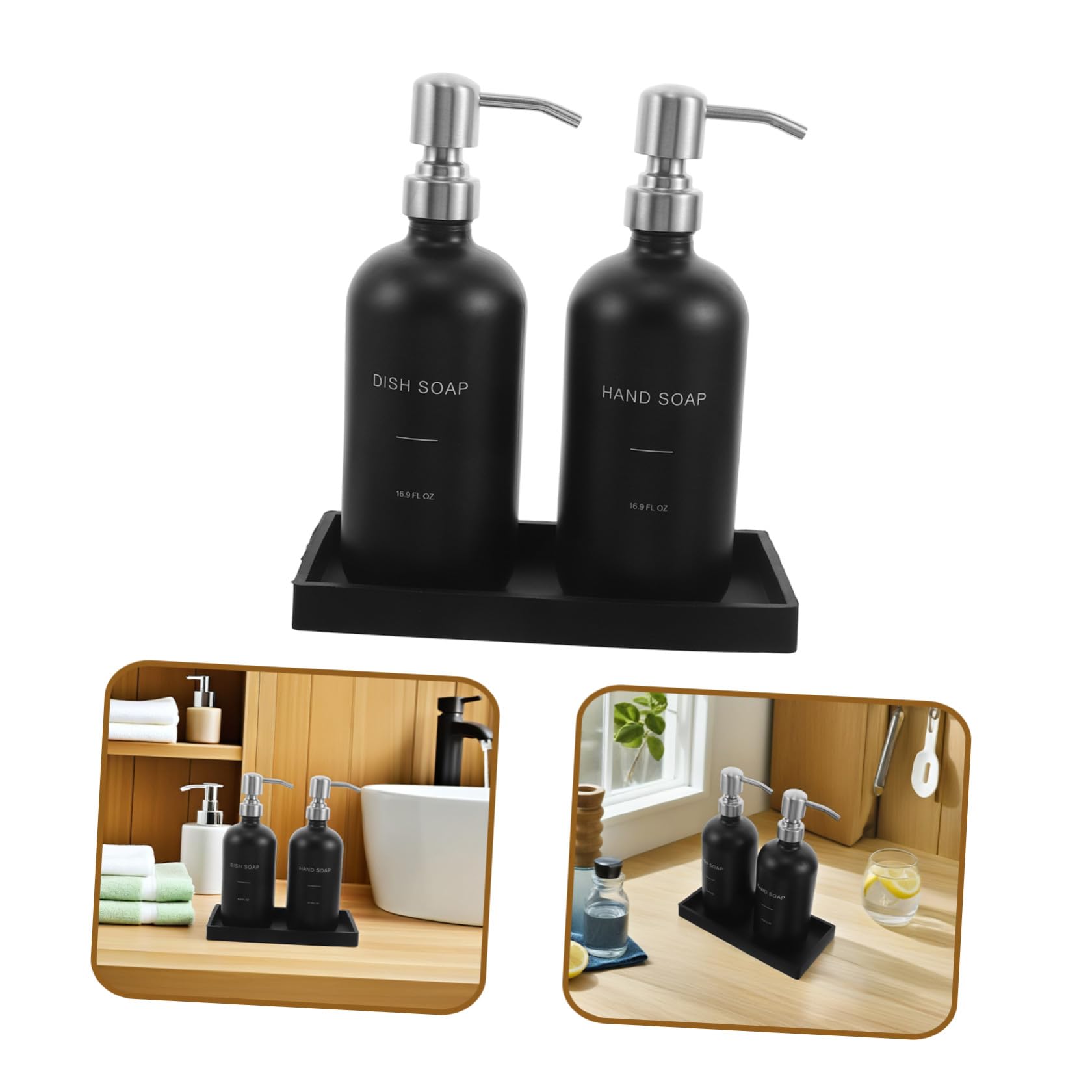 STOBAZA Dispenser in Vetro con Pompa Resistente per Cucina e Bagno e Design per Lavandino e Lavaggio Mani