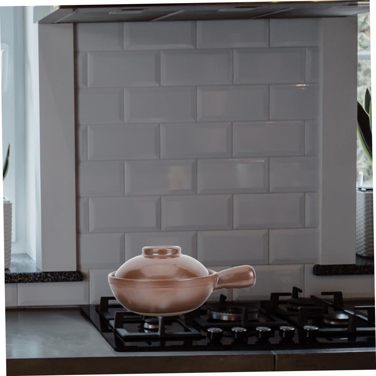 Cazuela de Barro Capacidad de 950ml para Cocinar Asa Lateral y Tapa Ventilación Resistente a Altas Temperaturas para Restaurante y Tienda de Comida