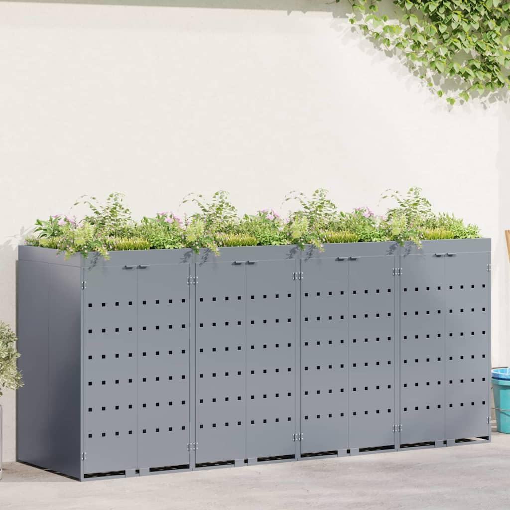 Genérico Almacenamiento de Cubos Wheelie para 4 Cubos Gris Claro,Casa y jardín,Productos del hogar,Accesorios para contenedores de residuos,Soportes para contenedores de residuos-3394750