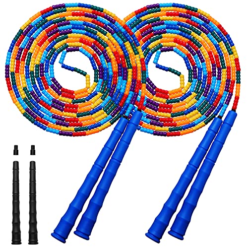 Kingcolor Double Dutch 16 FT 2 Pack Long Jump Rope, Plastic Segmented Beaded DIY Rope, Suitable for...