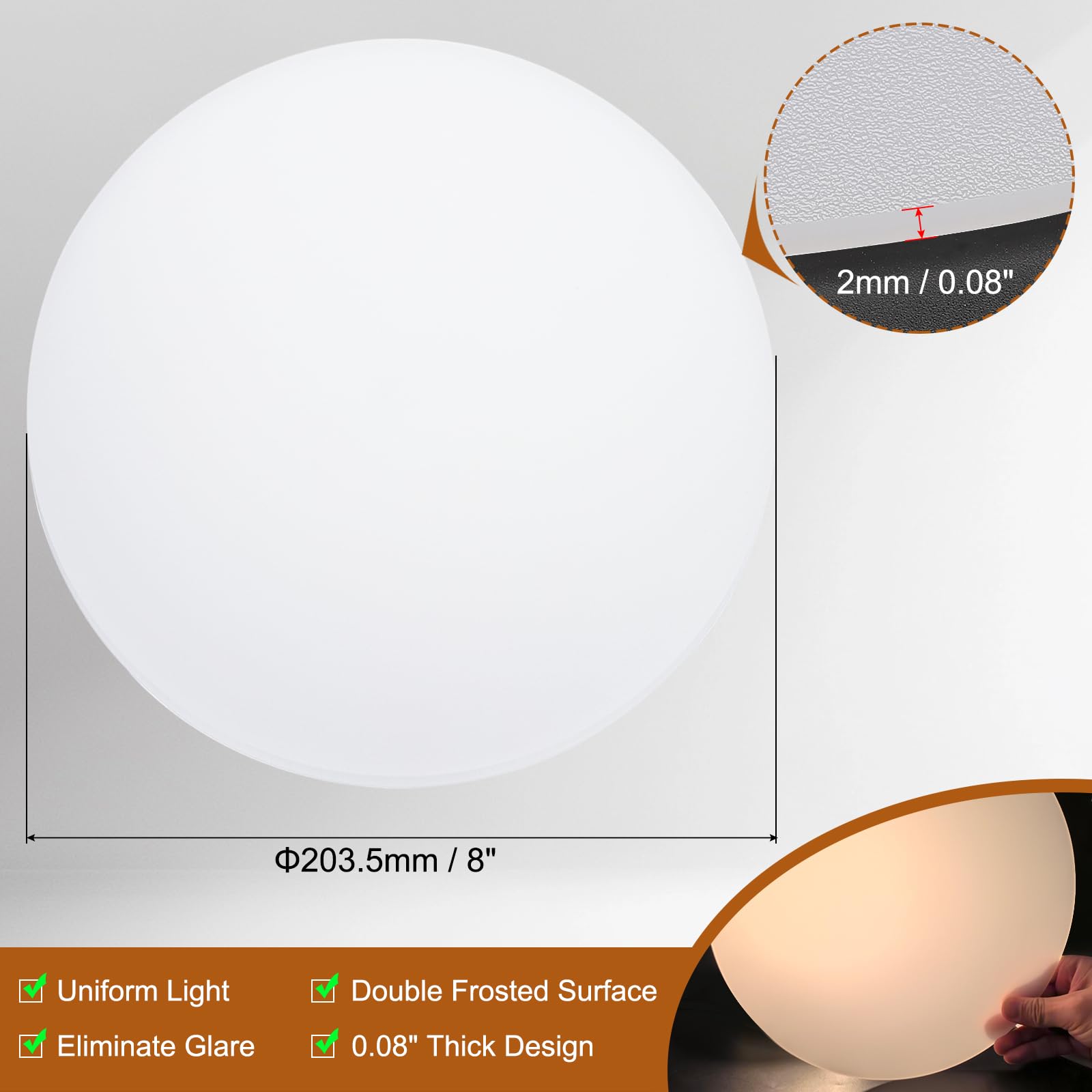 Paralume Diffusore 2pz 8,5 Dia con 3/8 Foro Centrale Adatte 9