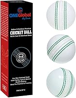 ONEGlobal Soft Rubber Cricket Practice Ball - Indoor/Outdoor Safe Training with Real Stitched Seam, True Bounce & Swing for Skills & Family Fun