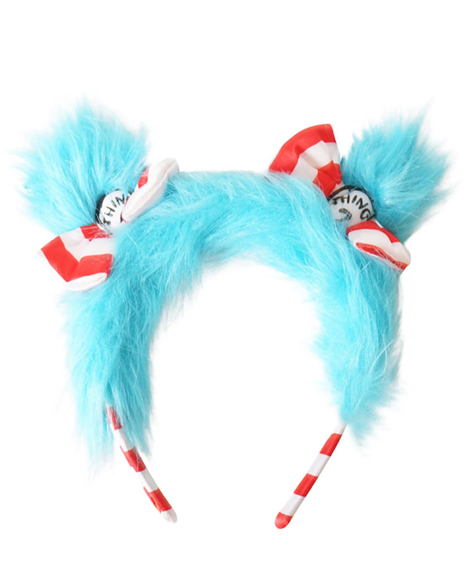 Koongso Dr.Seuss Thing 1 & Thing 2 Costume for Kids Adult, Striped Headband with Blue Faux Fur and Bowknot World Book Day Week Accessories Christmas Party Stage Props