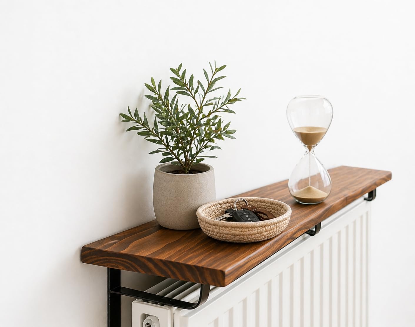 yapinto Radiator Shelf 100β―cm β No-Drill & Renter-Friendly β Heat-Resistant Finish β Easy Installation β Decorative Floating Shelf Above Radiator - Burnwood Pine
