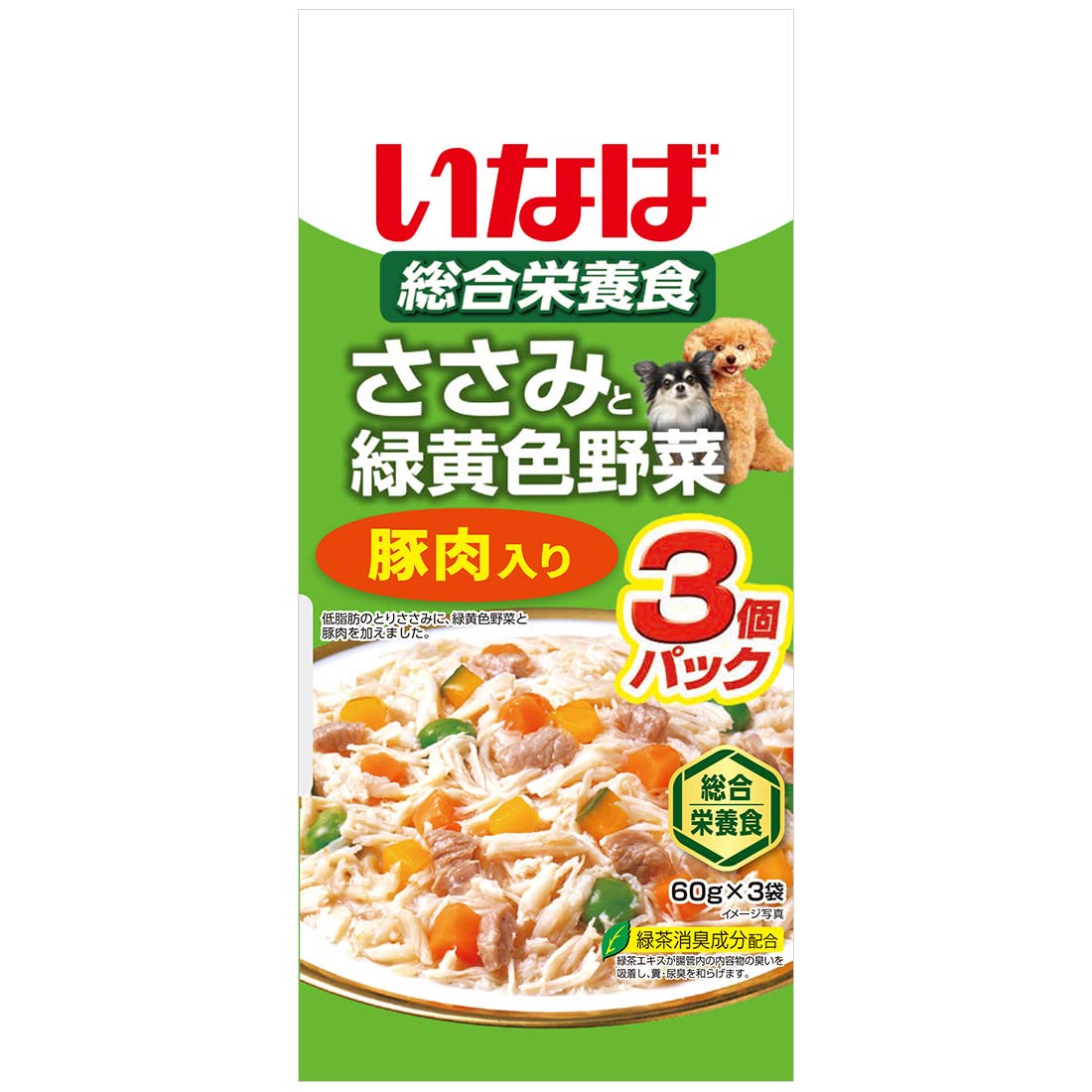 Amazon.co.jp: いなば ささみと緑黄色野菜 豚肉入り 60g×3袋 4個セット