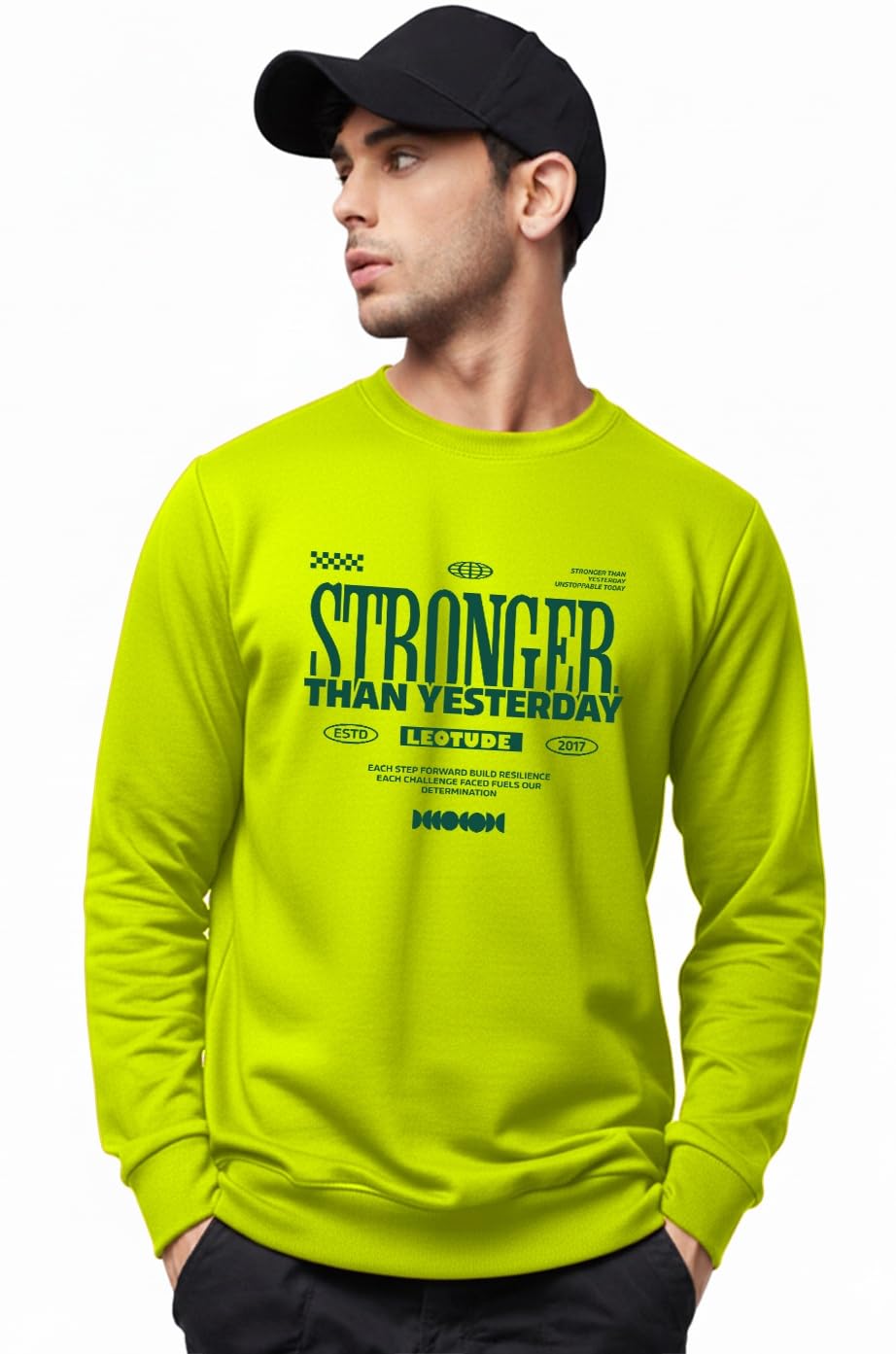 leotude Men's Sweatshirt | Winter Wear for Men & Casual Streetwear (Color Pista Green)-picture-28