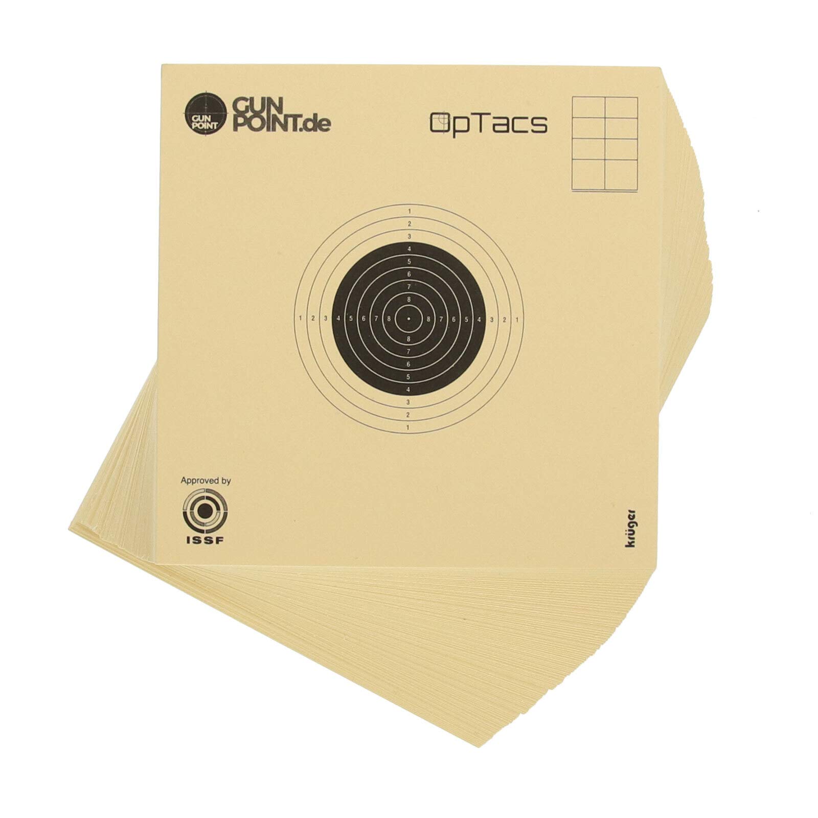 OpTacs - Luftgewehrscheibe 10 x 10 cm - Zielscheibe Luftgewehr Luftpistole Schießscheibe für Training und Wettkampf - 250er Pack