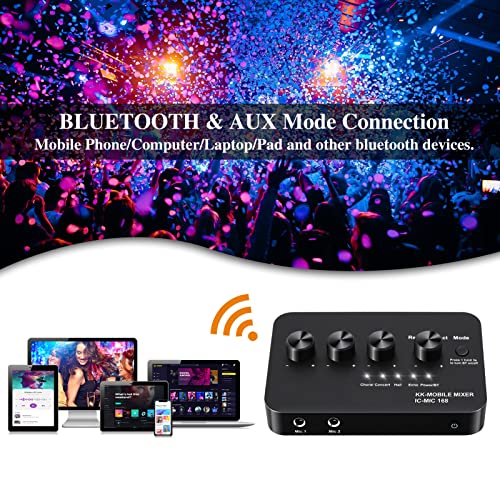 Inncen Karaoke Mixer System mit Mikrofon, 4 schaltbare Reverb-Effekte und 2 Mikrofonausgänge für Karaoke, Heimkino… - Image 5