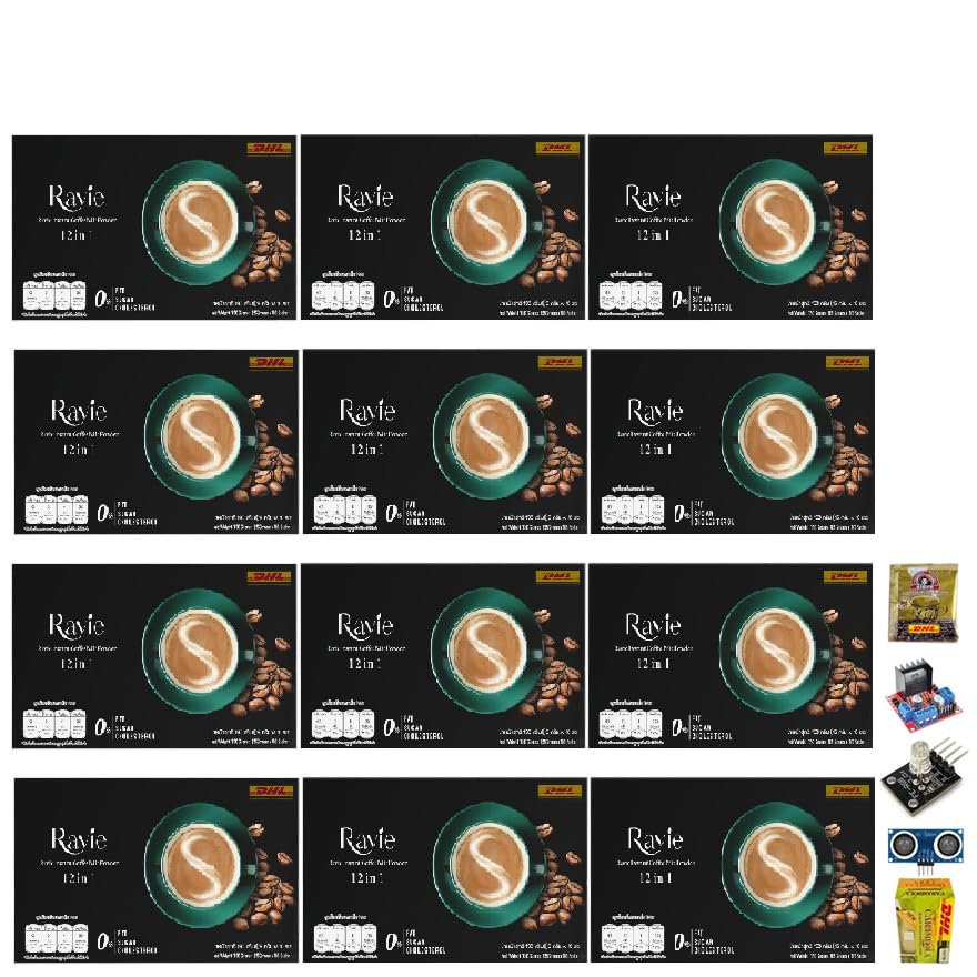 12-in-1 Coffee (10 Sachets) Ravieee Instant Coffee Mix Powder Arabica Roasted Intense Much Mellow Delicious Good Shape Set 12 By Beautygoodshop [Get Free For You Beauty Gifts]