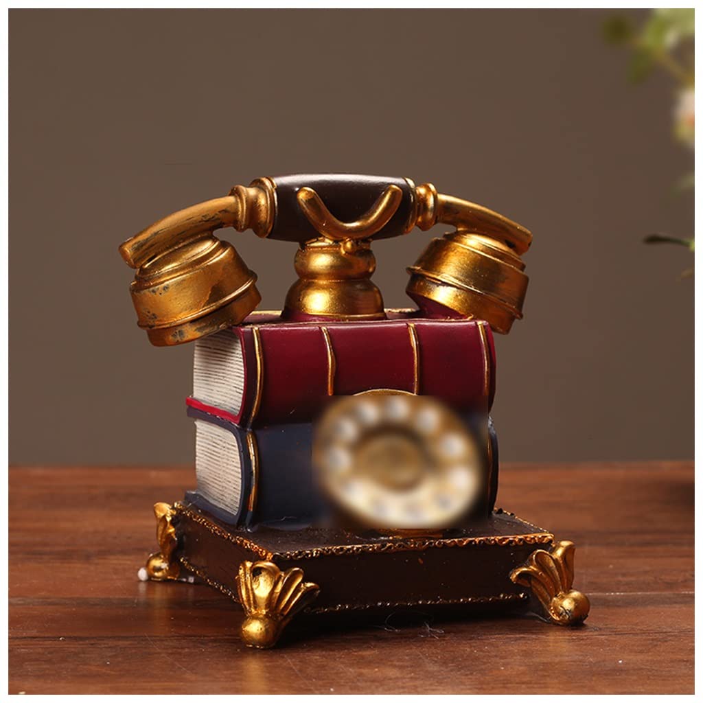 Decoración de teléfono antiguo y estatuas retro artísticas para casa