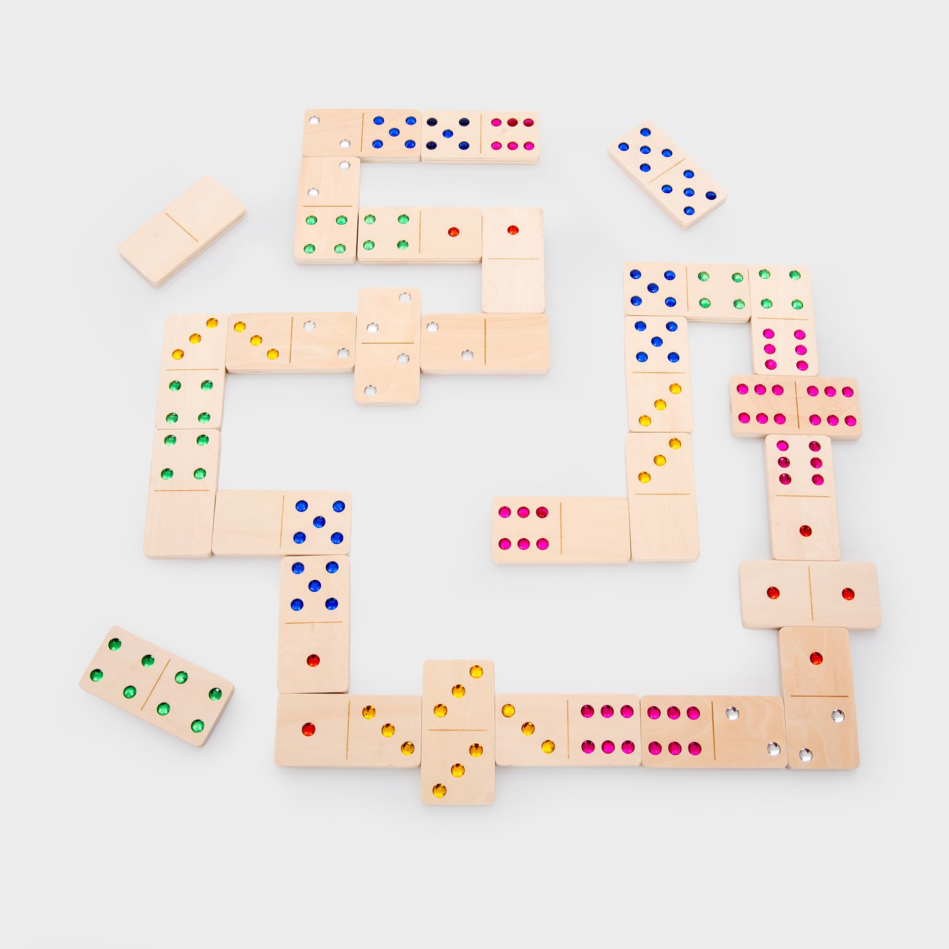 tickit Dominó con gemas de madera de gran tamaño – Juguete educativo de matemáticas certificado FSC® – Juego de dominó sensorial grande para jugar en interiores y exteriores