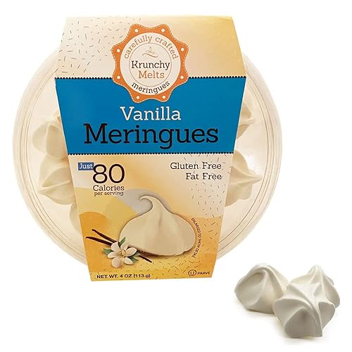 Krunchy Melts - Galletas de merengue originales - Sabor a vainilla - Merengues - Sin grasa - Sin gluten - Sin nueces -90 calorías por porción -