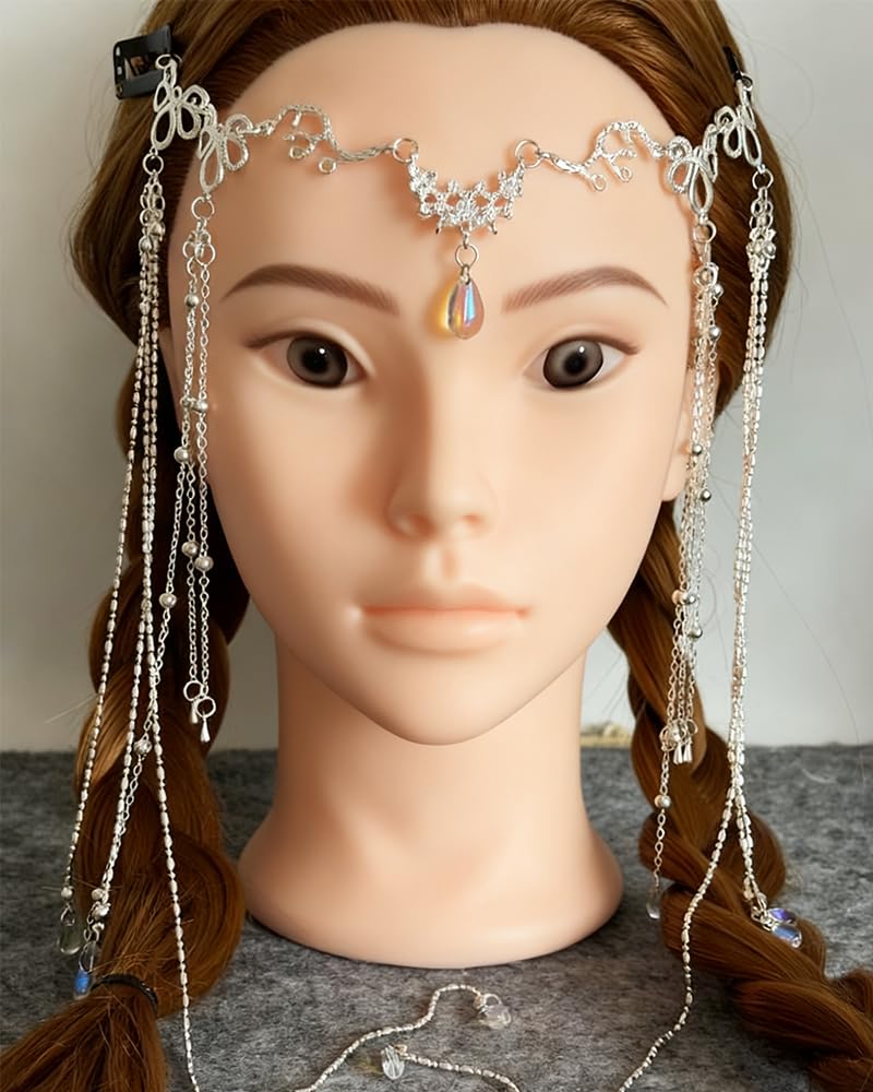 Amazon.com : MRKARL Headpiece with Long Tassel Head Chain Silver