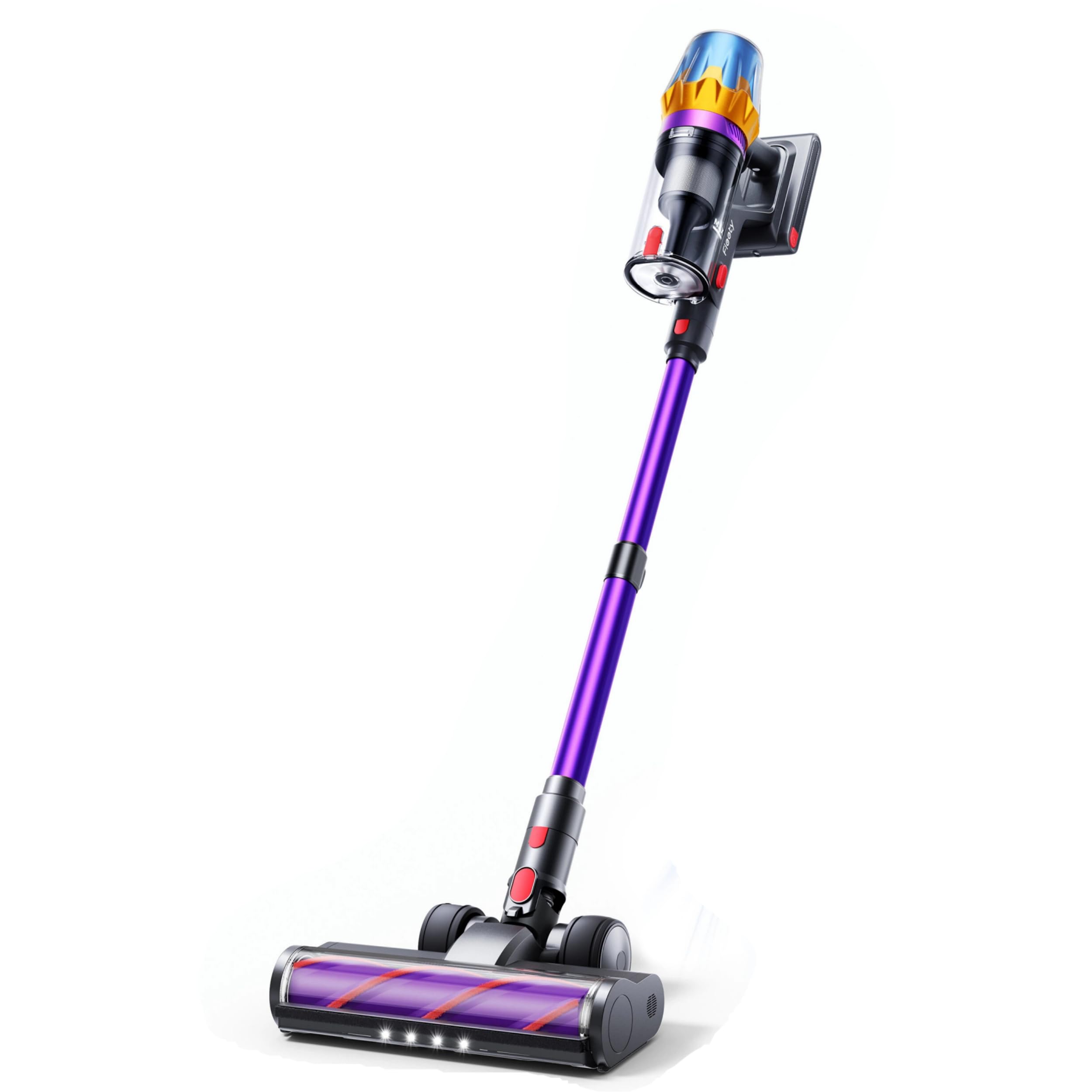 Fieety Cordless Vacuum Cleaner with Touch Screen Auto Mode, Lightweight Home Vacuum Cleaner for Carpet Hard Floor (Purple)