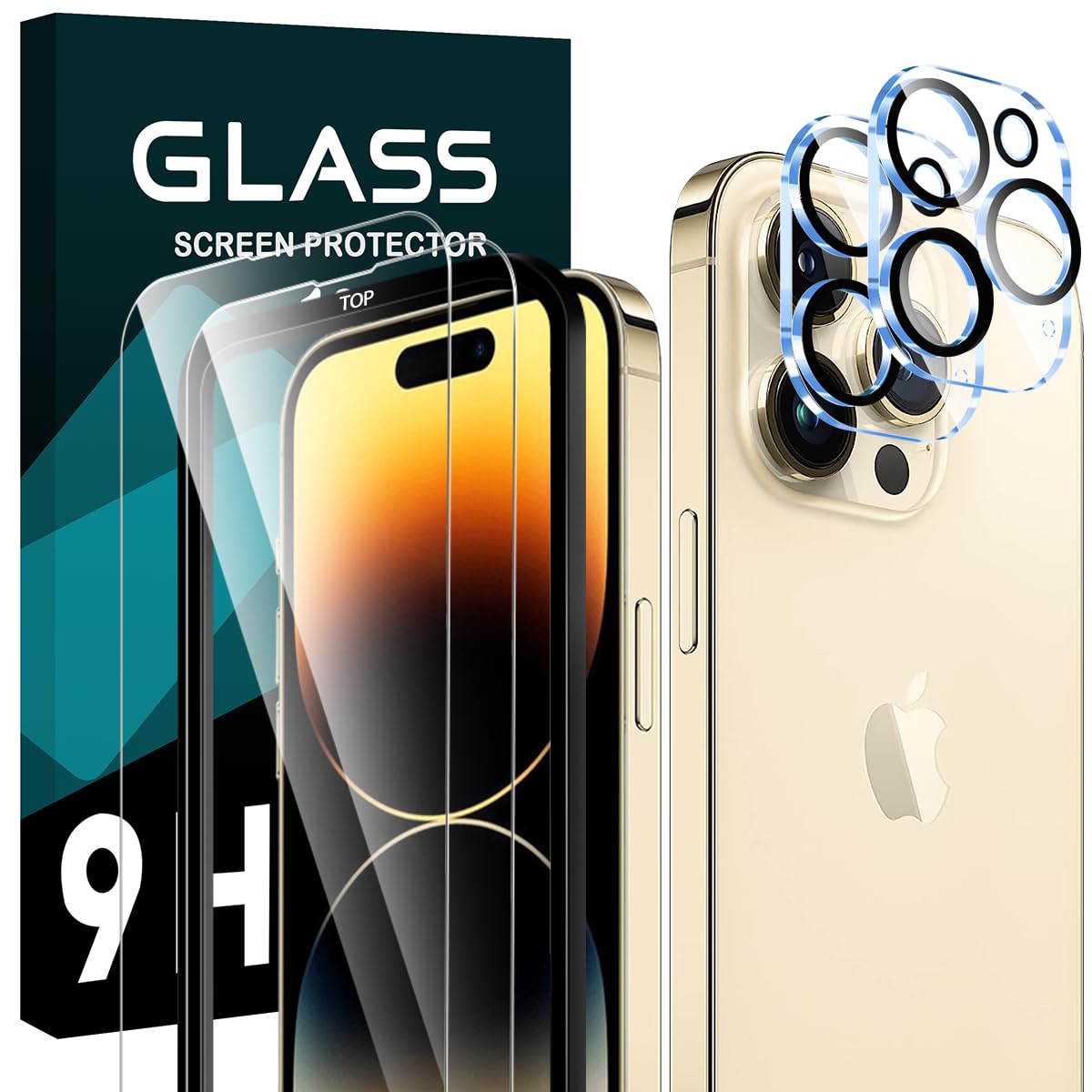 対応 iPhone 14 Pro ガラスフイルム 6.1インチ 【2+2 枚セット-国産旭硝子】 iPhone14 Pro ガラスフィルム 2枚 + レンズ保護フィルム 2枚 ガイド枠付き アイフォン14プロ 液晶 保護フィルム 強化ガラス 【 硬度9H 耐衝撃 飛散防止 超薄 厚さ0.26mm 気泡ゼロ 3D Touch対応 高感度 撥油性 指紋防止 超耐久 ラウンドエッジ加工 】 S-IP14P-TM1