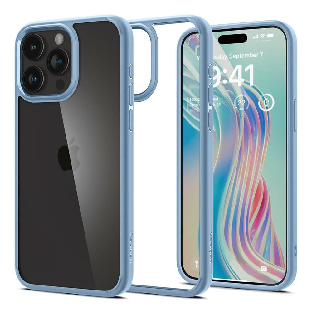 Spigen Apple iPhone 15 Pro Max ile Uyumlu Kılıf Crystal Hybrid Sierra Blue - ACS06447