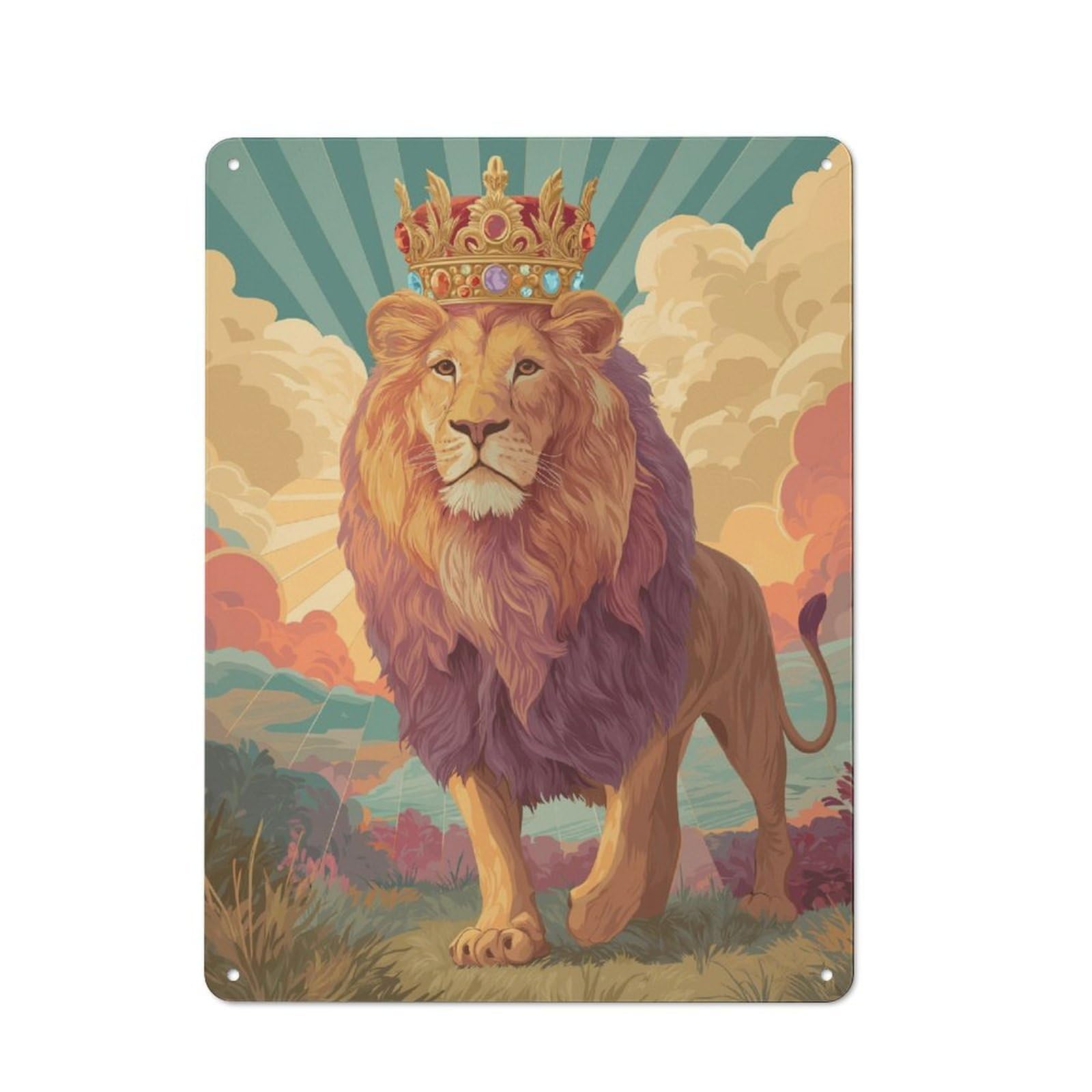 Junmoney Lion Majesty Vintage Tin Sign 40X30cm With For Garage Or Workshop, For Kitchen, Dining Room And Home Bar Wall Decor