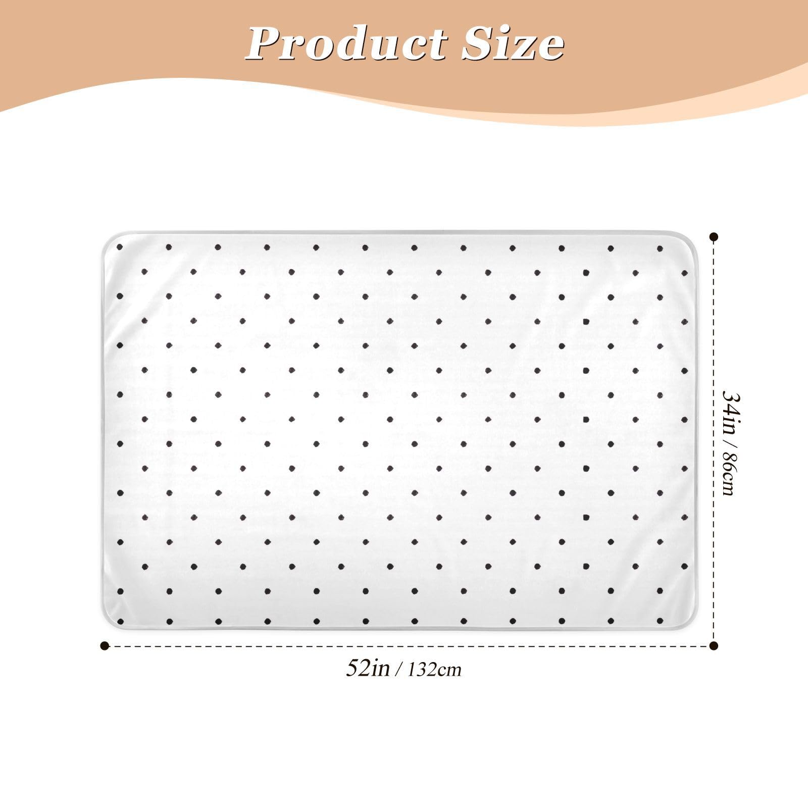 Chic Black Polka Dots White Waterproof Mattress Pad, Waterproof Washable Bed Pads, Bed Wetting Pads for Adults