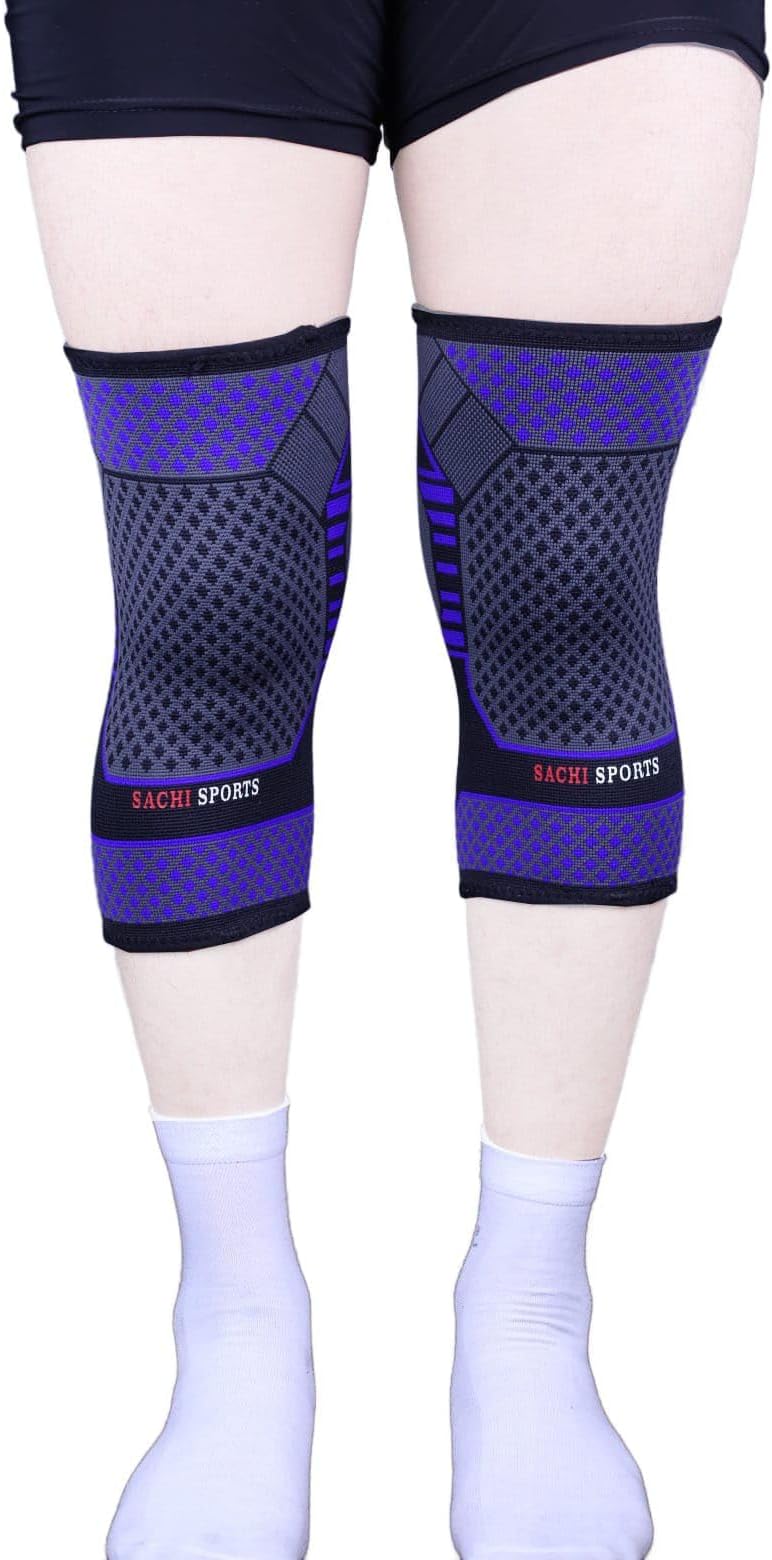 Fit Knee Support | Nylon Sleeve for Knee Coverage & Comfort | Color Blue | Lightweight, Breathable & Stretchable Design for Sports, Fitness & Daily Activities - Size XL