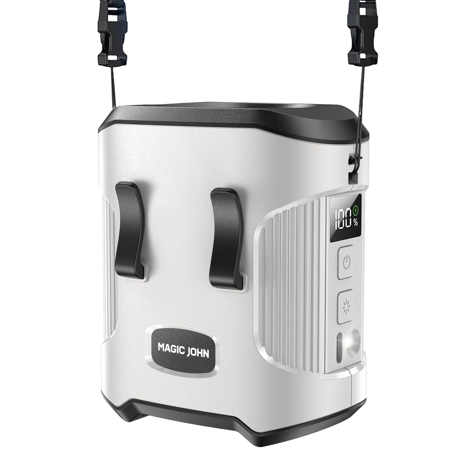 MAGIC JOHN Ventilatore a vita sospesa, con clip a vita portatile, 3 velocità, ricaricabile, con batteria da 4000 mAh, per campeggio, attività all'aperto (grigio)