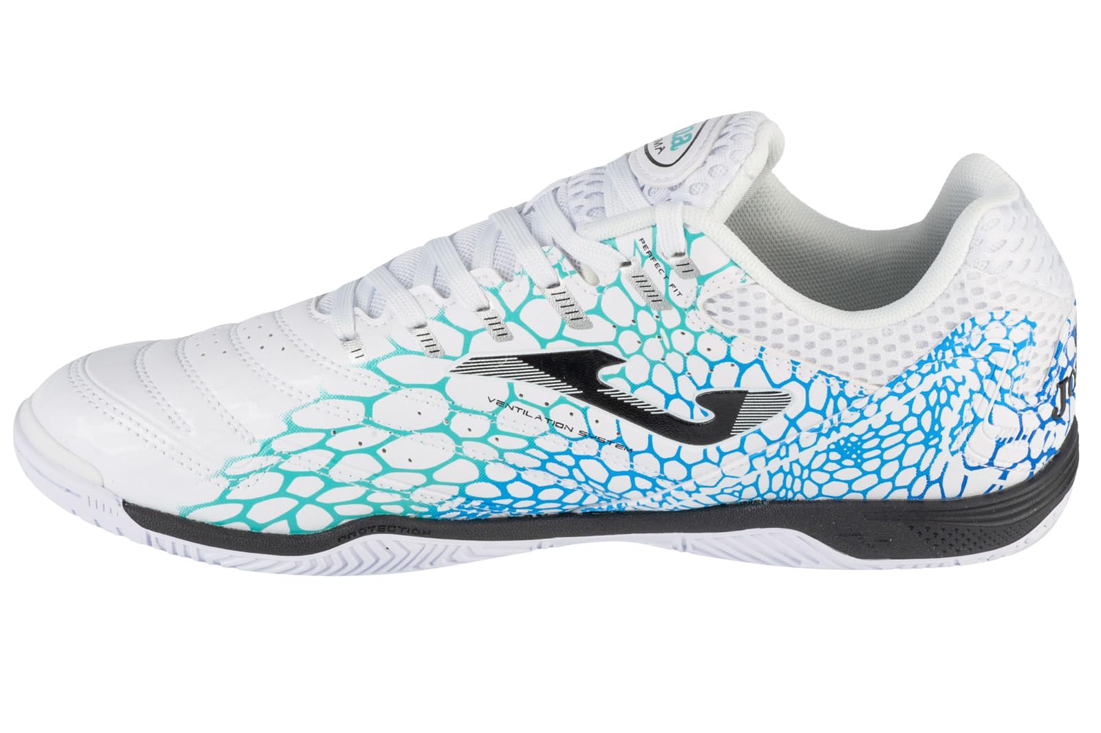 Joma Maxima 2532 in MAXS2532IN, Mens, Indoor Football Trainers, White/Turquoise, 9.5 US