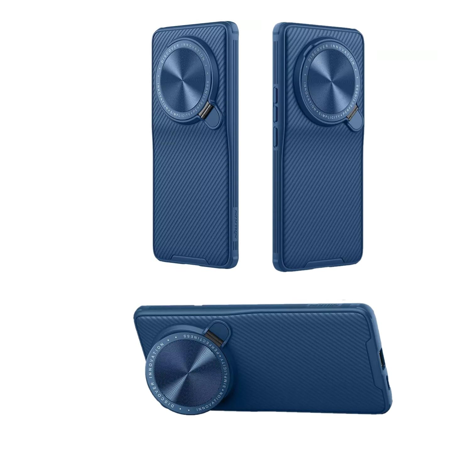 Muzz For Xiaomi 13 Ultra Case CamShield Prop TPU with PC Flip-style Lens Protection Cover Stand Anti-Drop Glare CD Pattern Mirror Back Cover Case For Xiaomi Mi 13 Ultra (Blue)