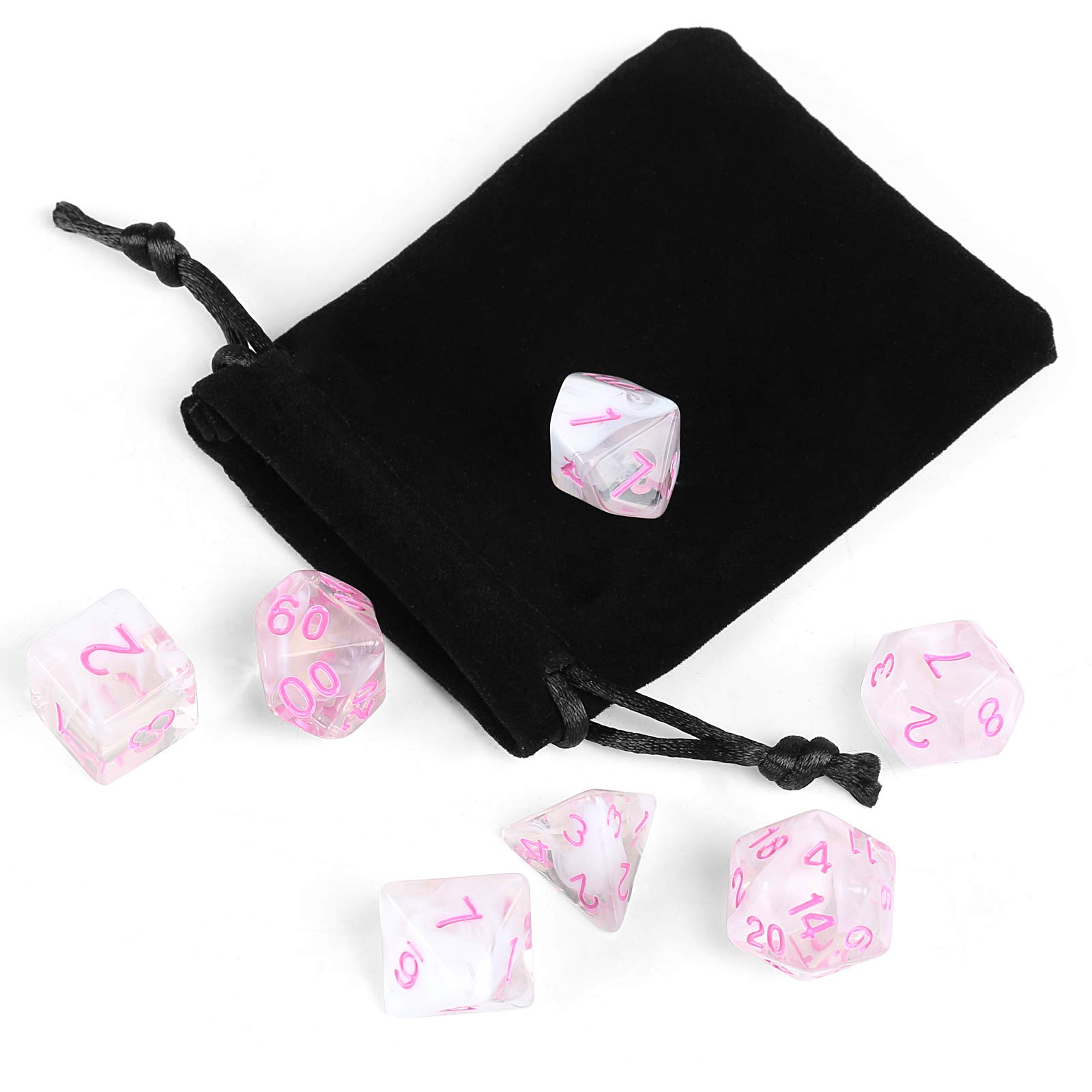 GWHOLE 7 Dés Polyédriques – D4, D6, D8, D10, D12, D20 – Pour Jeux De Rôle Comme Donjons Et Dragons, MTG, Pathfinder, En Acrylique Résistant
