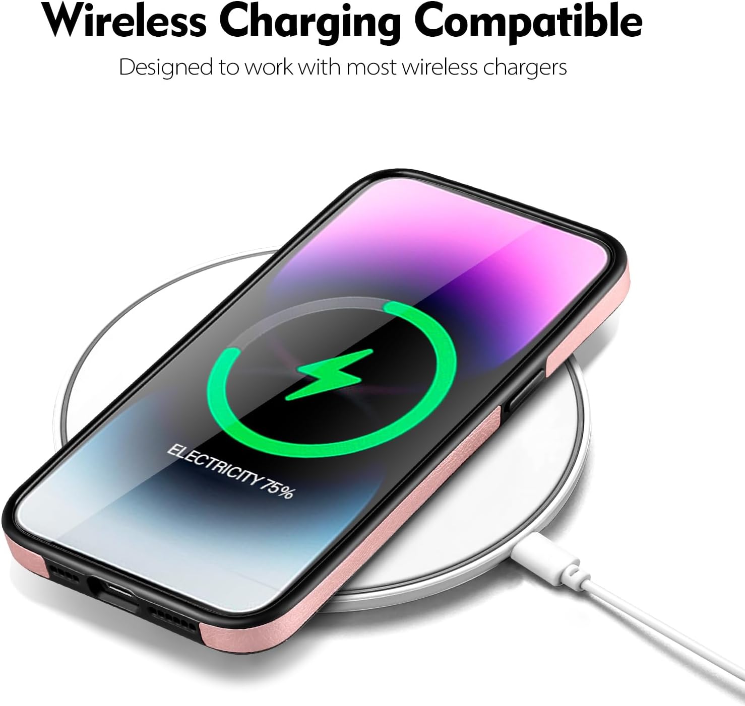 SkyEagle Compatible with iPhone 16 Pro Max case Compatible with Magsafe Charging Support Wireless,for Women Men Phone case Slim Non-Slip Luxury PU Leather Shockproof Protective Cover,Rose Gold