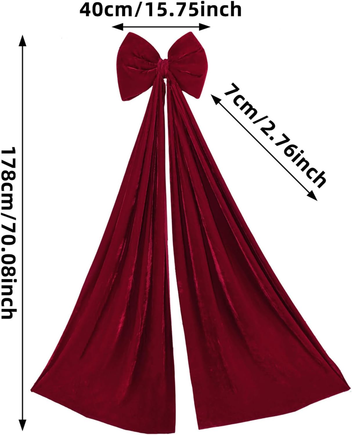 Tree Topper Bow - 70x15.7 Inch Christmas Bow for Holiday, Party, Wedding, Wall, Room, Window, Indoor, Outdoor Home Big Tree Decoration Festive Celebration and Seasonal Ornament