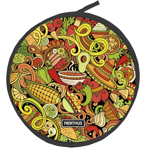 NERTHUS FIH 1477 Calentador de tortillas para microondas negro, bolsa térmica reutilizable, mantiene el calor y la humedad, fácil de lavar