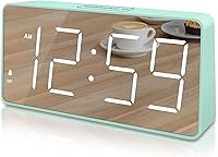 Vista 1 de Peakeep Reloj digital, reloj despertador alimentado por batería para dormitorios, esfera de espejo, números grandes, 6 atenuadores para personas