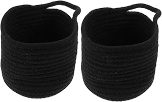 Hohopeti 2 Peças Cesta De Tecido De Corda De Algodão Decoração De Mesa De Trabalho Cesta Cinza Decoração Cinza Cesta De Corda De Juta Cesta De Linho Tecido Porta-Canetas De Mesa Suporte