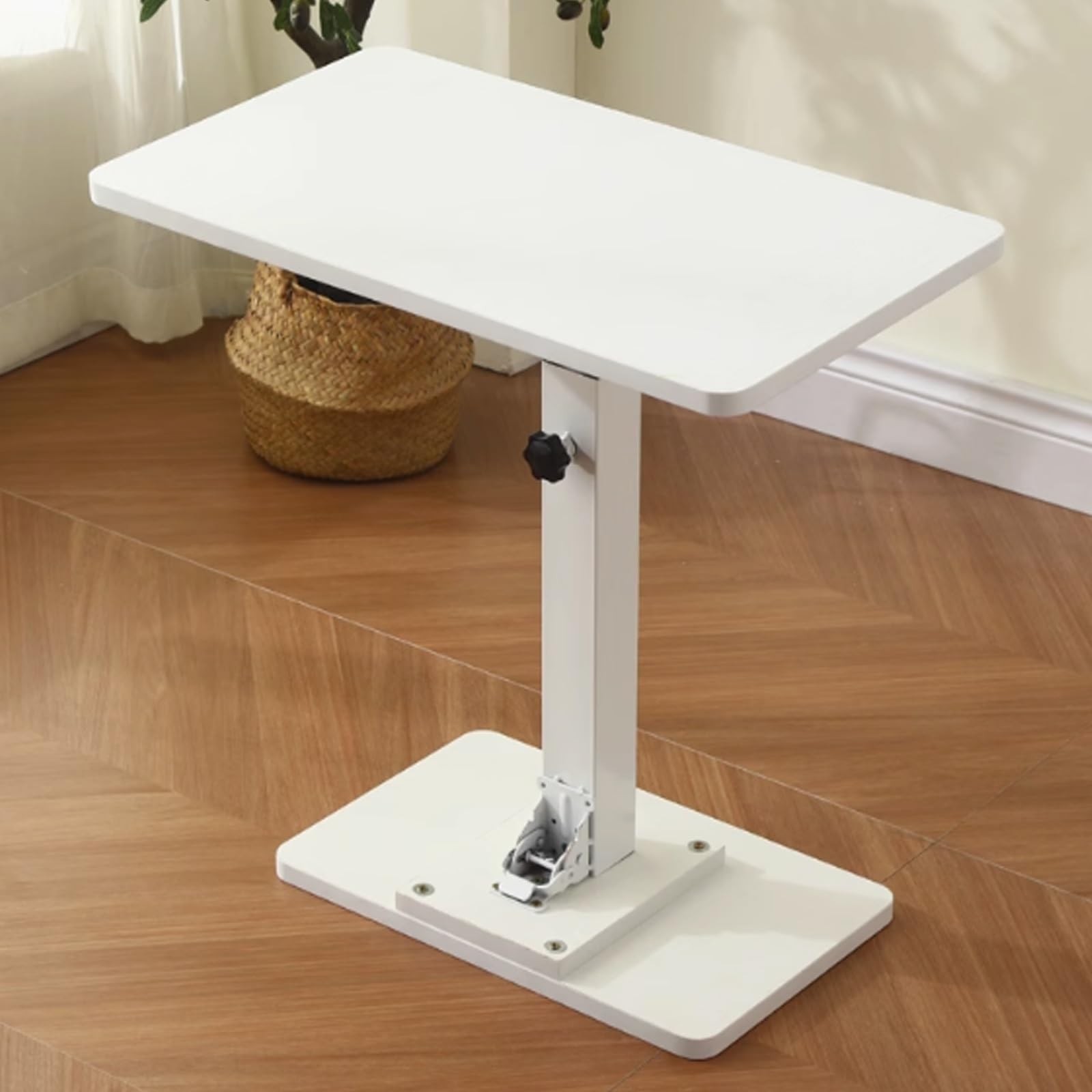 Mesa Plegable Camping para Autocaravanas, Mesa Camper de Altura Ajustable, Mesa Plegable Portatil de Comedor, Mesa Plegable Multiusos con Pata de Mesa de Aluminio Ajustable(White,35x60x2 cm/14x24x1 in
