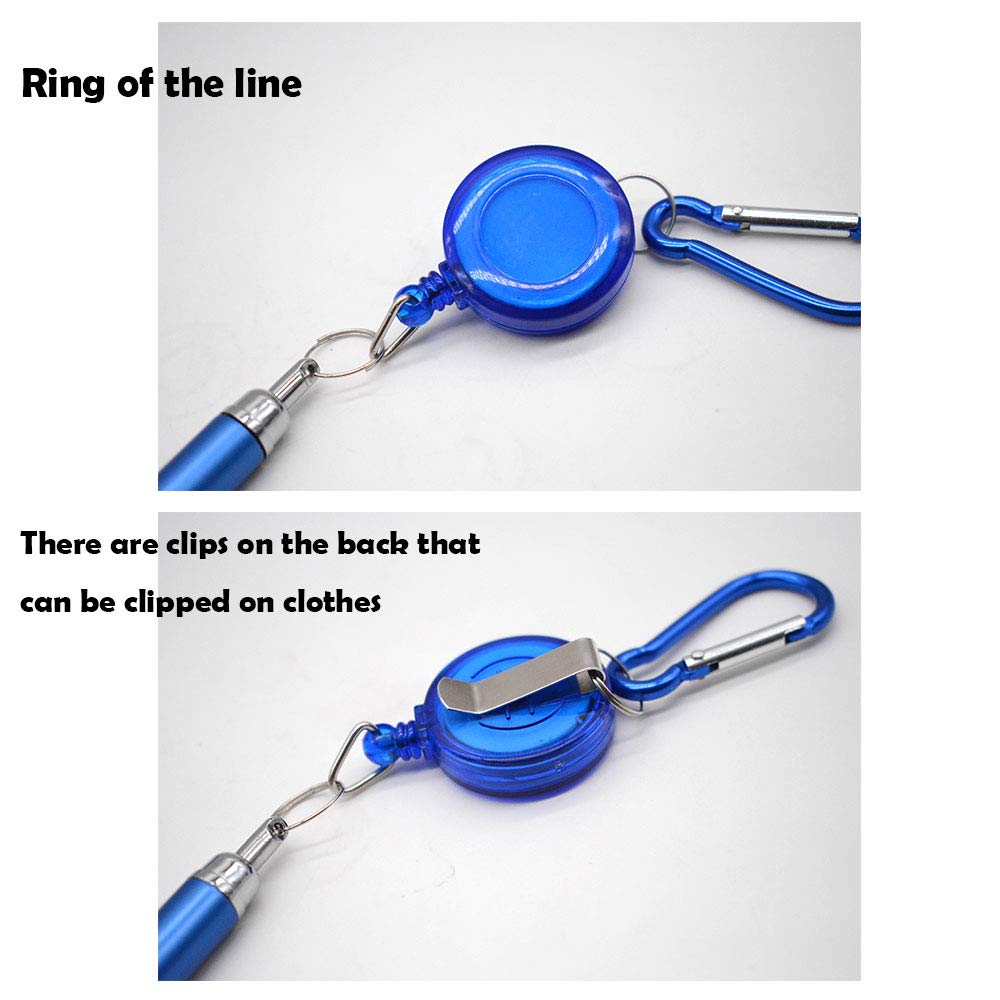 whatUneed 3-in-1 Handy Retractable Badge Reel Pen Belt Clip Keychain Carabinerm With Retractable Pen (Set of 6) - Image 5